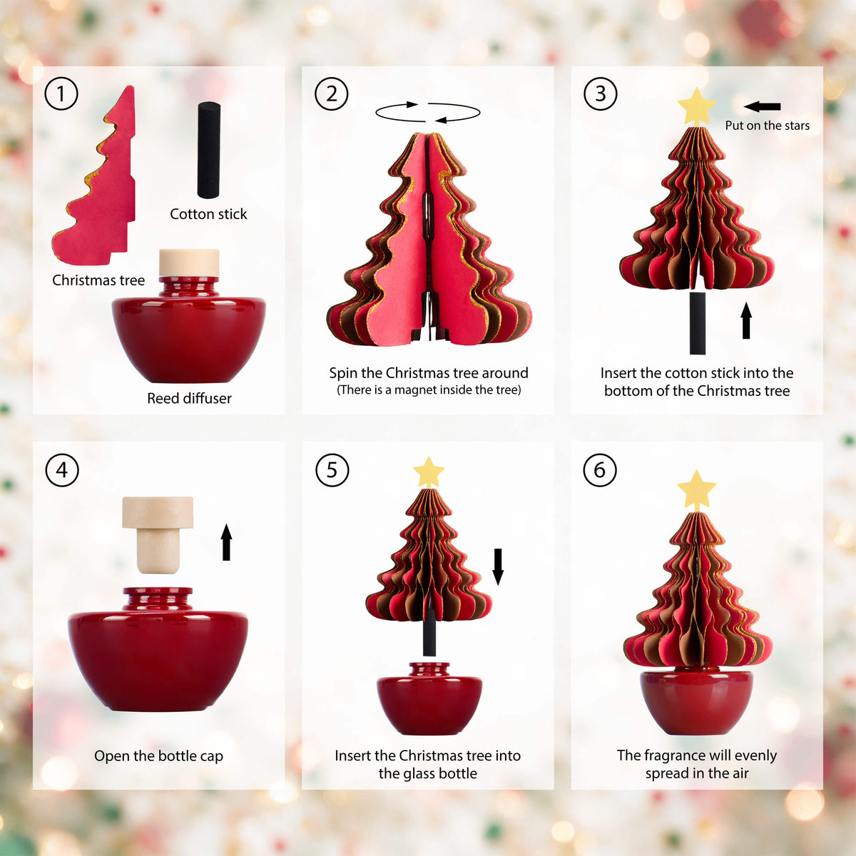 COCORRÍNA Honeycomb Paper Christmas Tree Reed Diffuser Set
