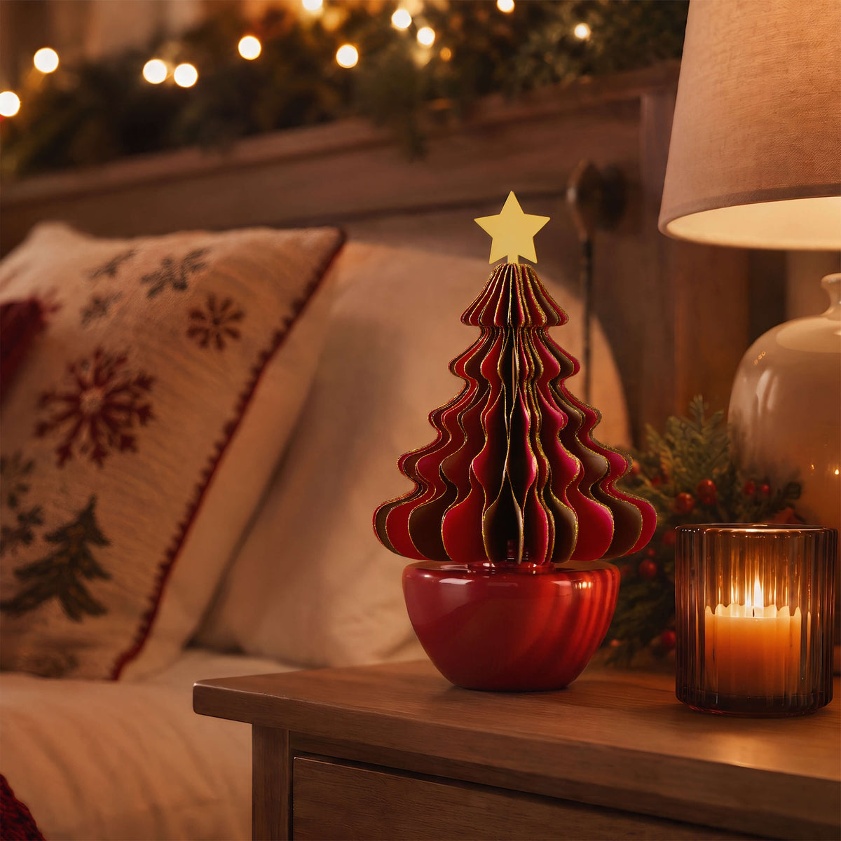 COCORRÍNA Honeycomb Paper Christmas Tree Reed Diffuser Set