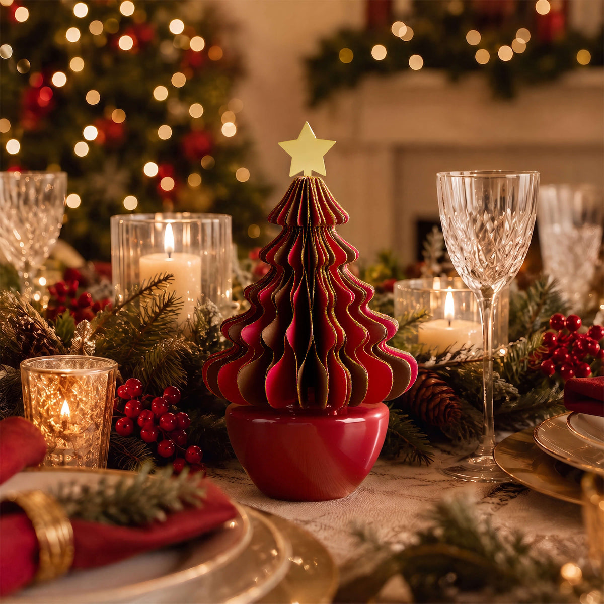 COCORRÍNA Honeycomb Paper Christmas Tree Reed Diffuser Set