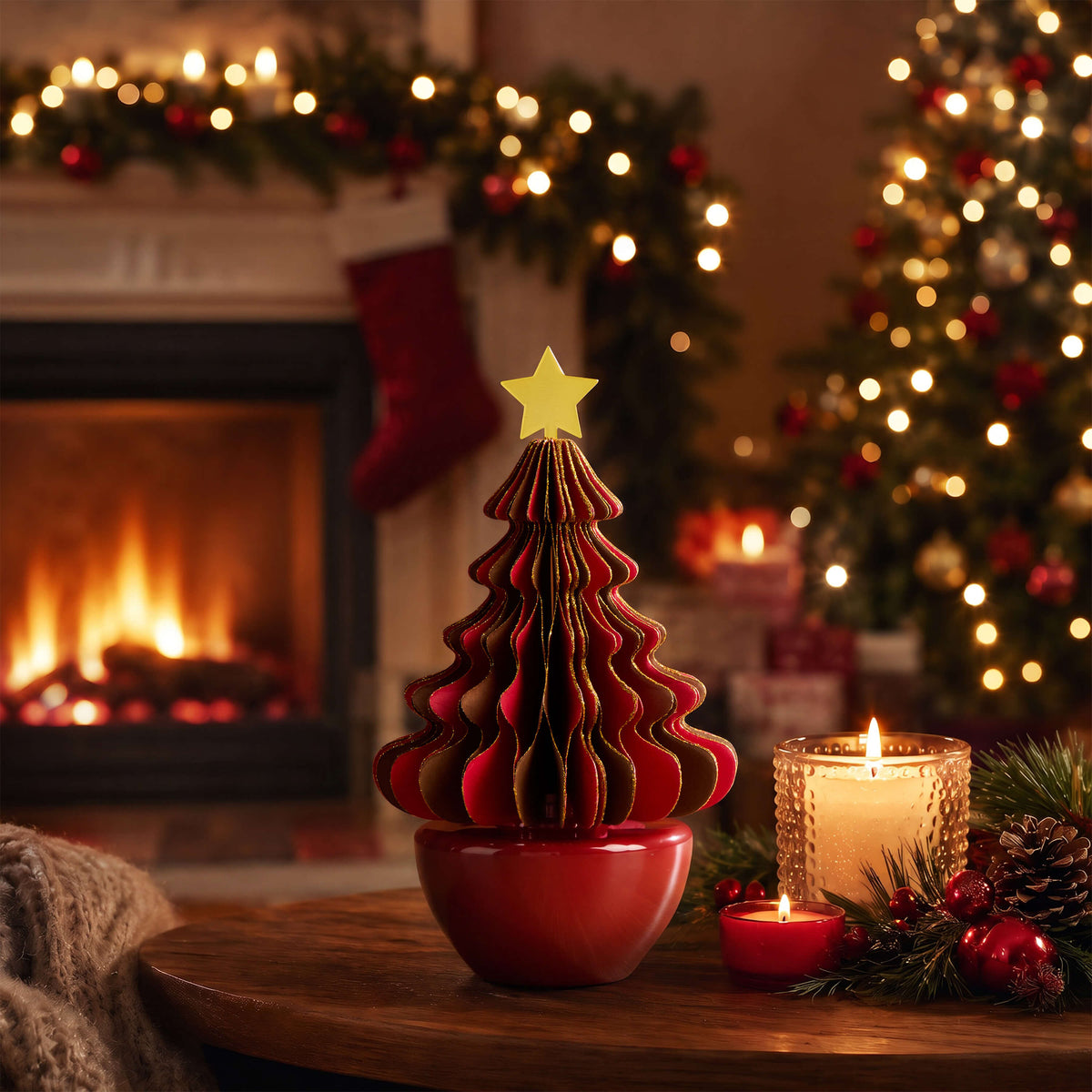 COCORRÍNA Honeycomb Paper Christmas Tree Reed Diffuser Set