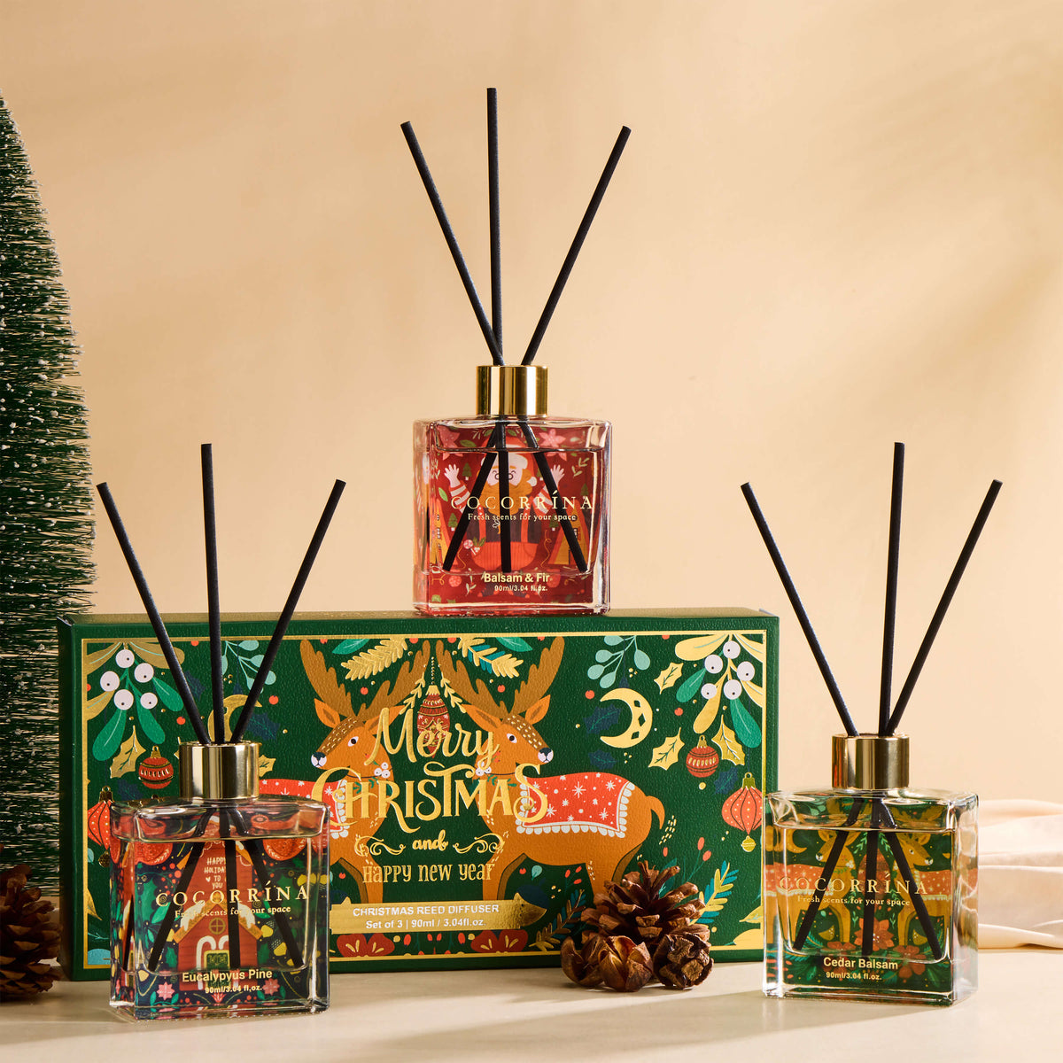 COCORRÍNA Christmas Reed Diffuser Set of 3
