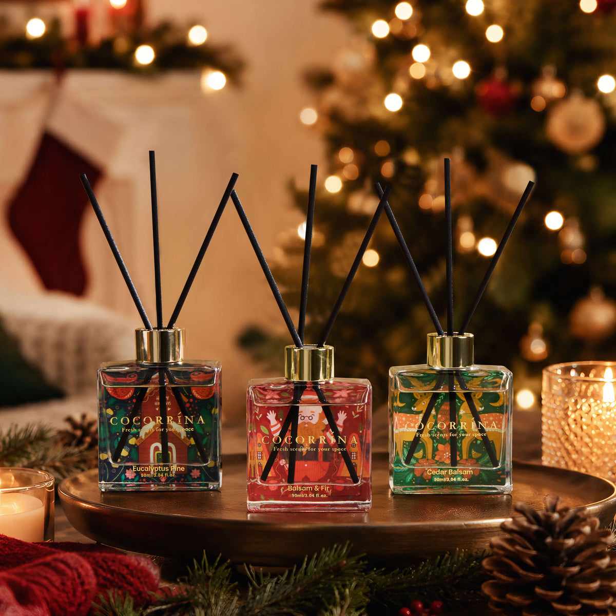 COCORRÍNA Christmas Reed Diffuser Set of 3