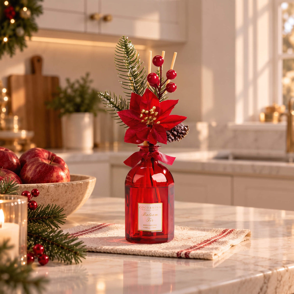COCORRÍNA Christmas Portable Balsam Fir Reed Diffuser Set