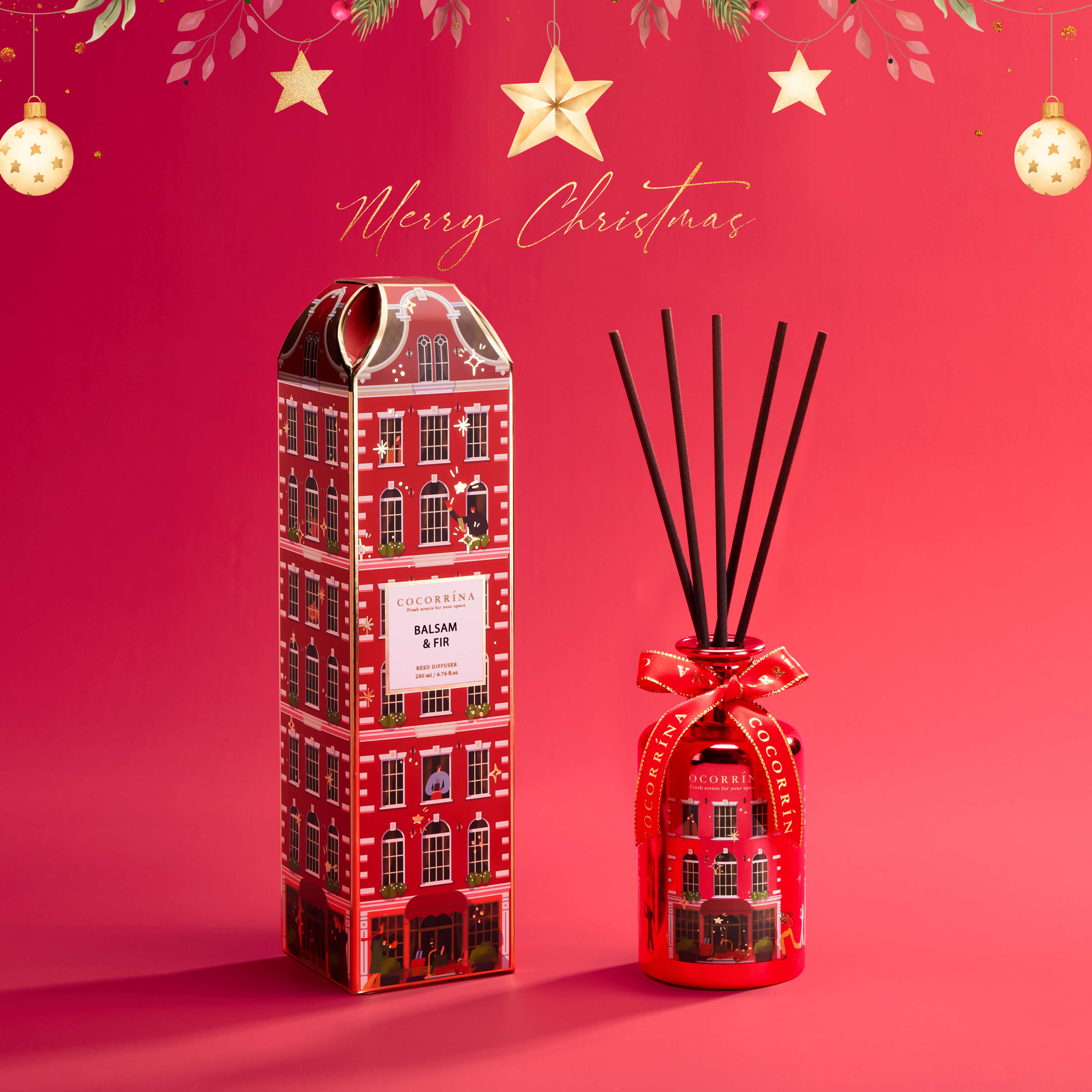COCORRÍNA Balsam & Fir Christmas Reed Diffuser Set
