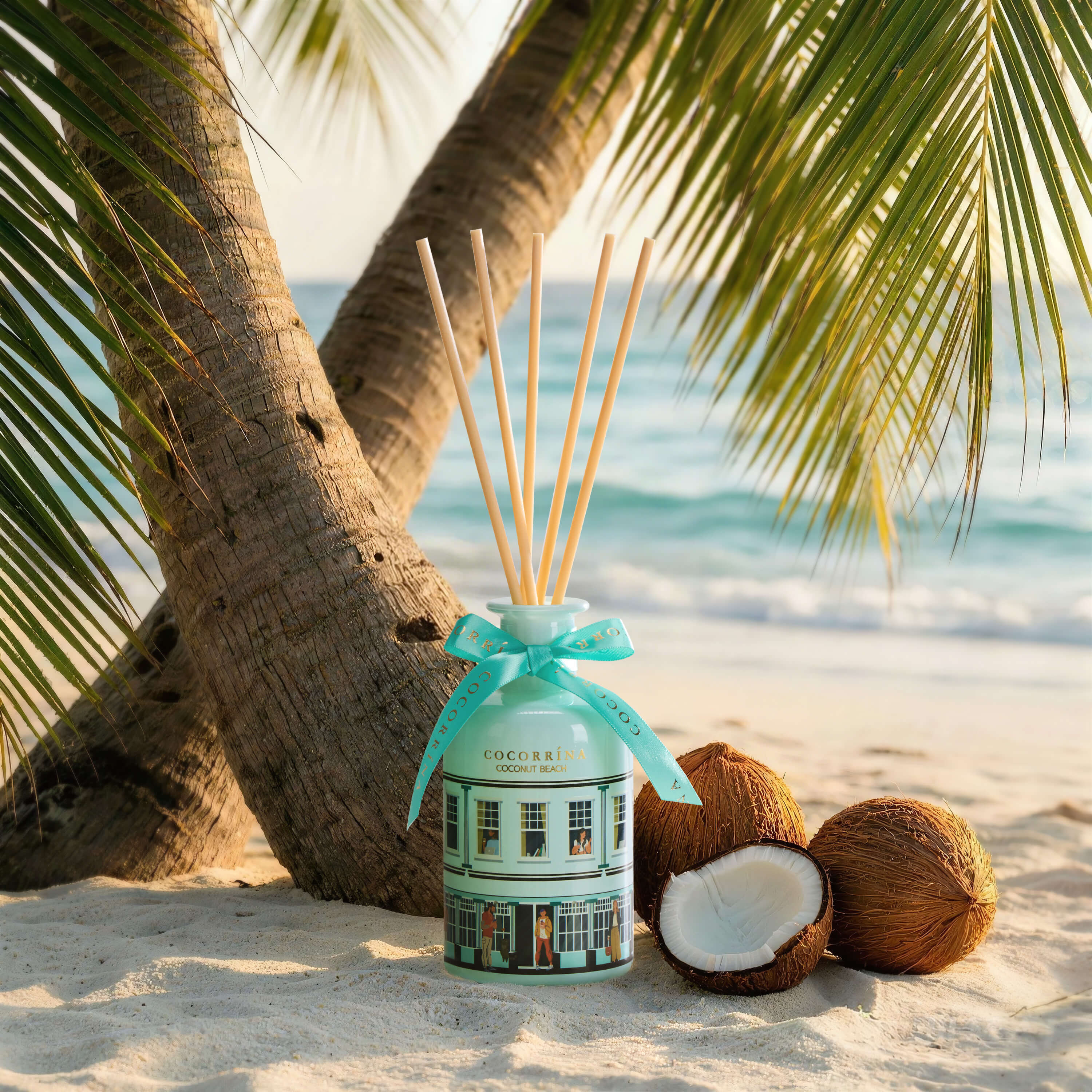 COCORRÍNA Coconut Beach House Shape Reed Diffuser Set