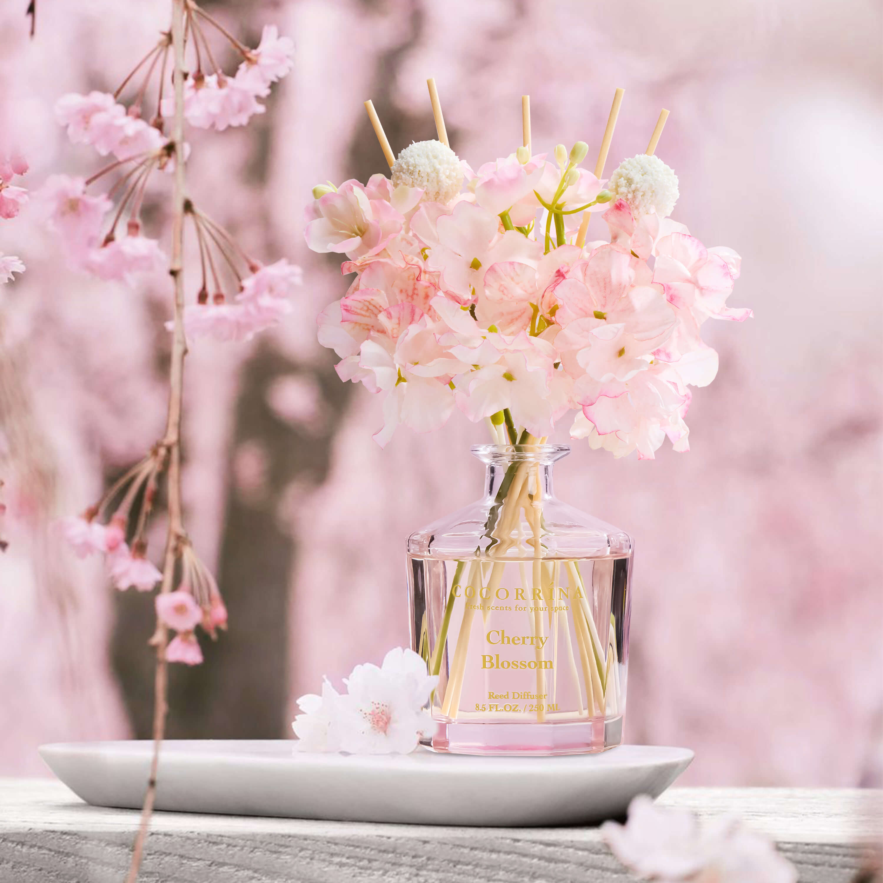 COCORRÍNA Cherry Blossom Reed Diffuser Set