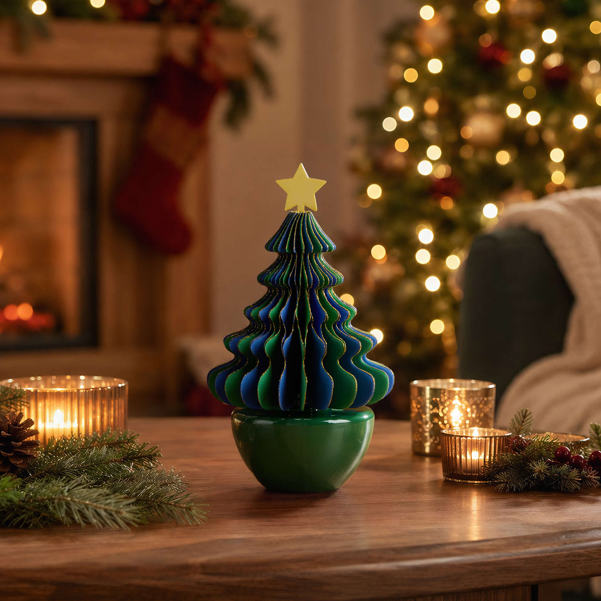 COCORRÍNA Honeycomb Paper Christmas Tree Reed Diffuser Set