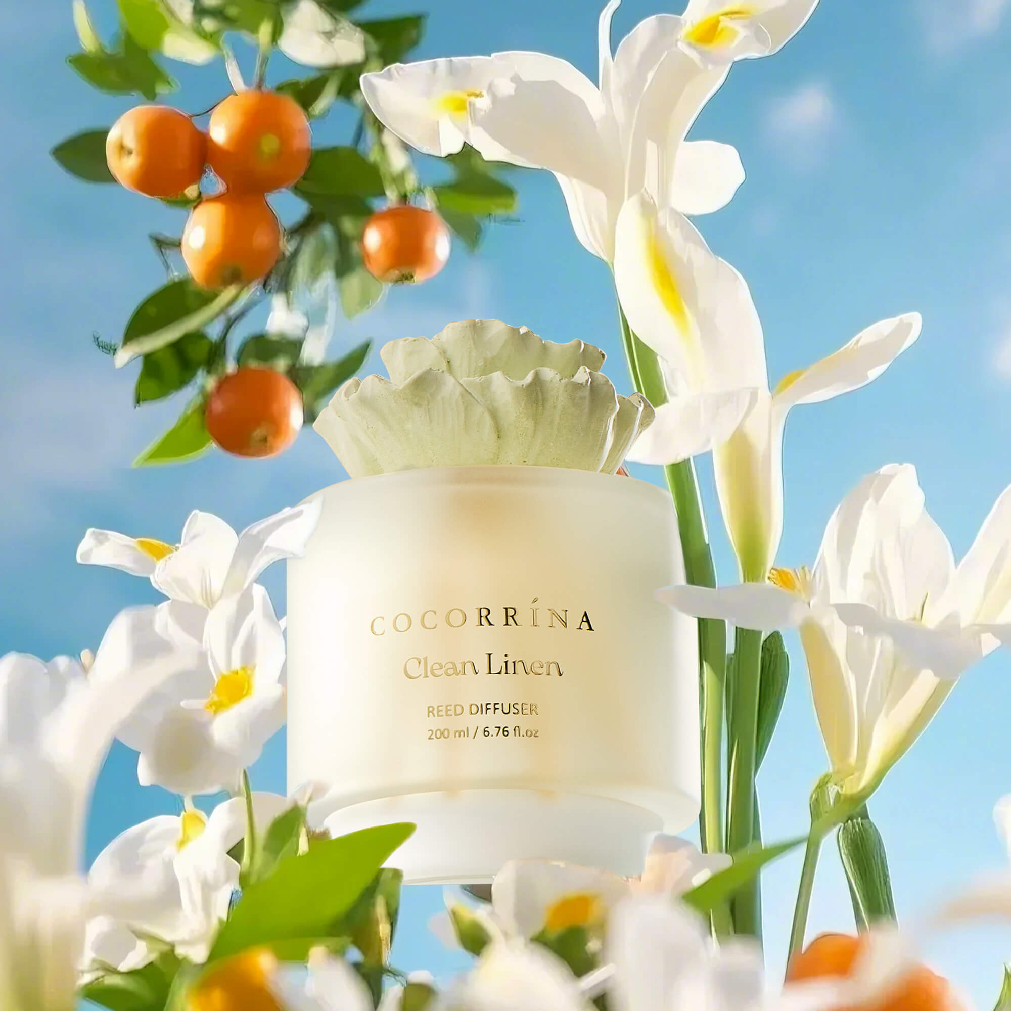 COCORRÍNA Gypsum Flower Clean Linen Reed Diffuser