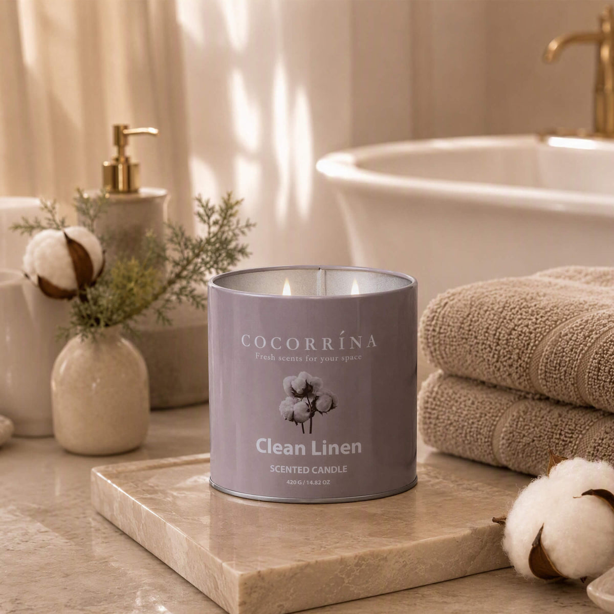 COCORRÍNA Clean Linen Jar Candle 14.82oz