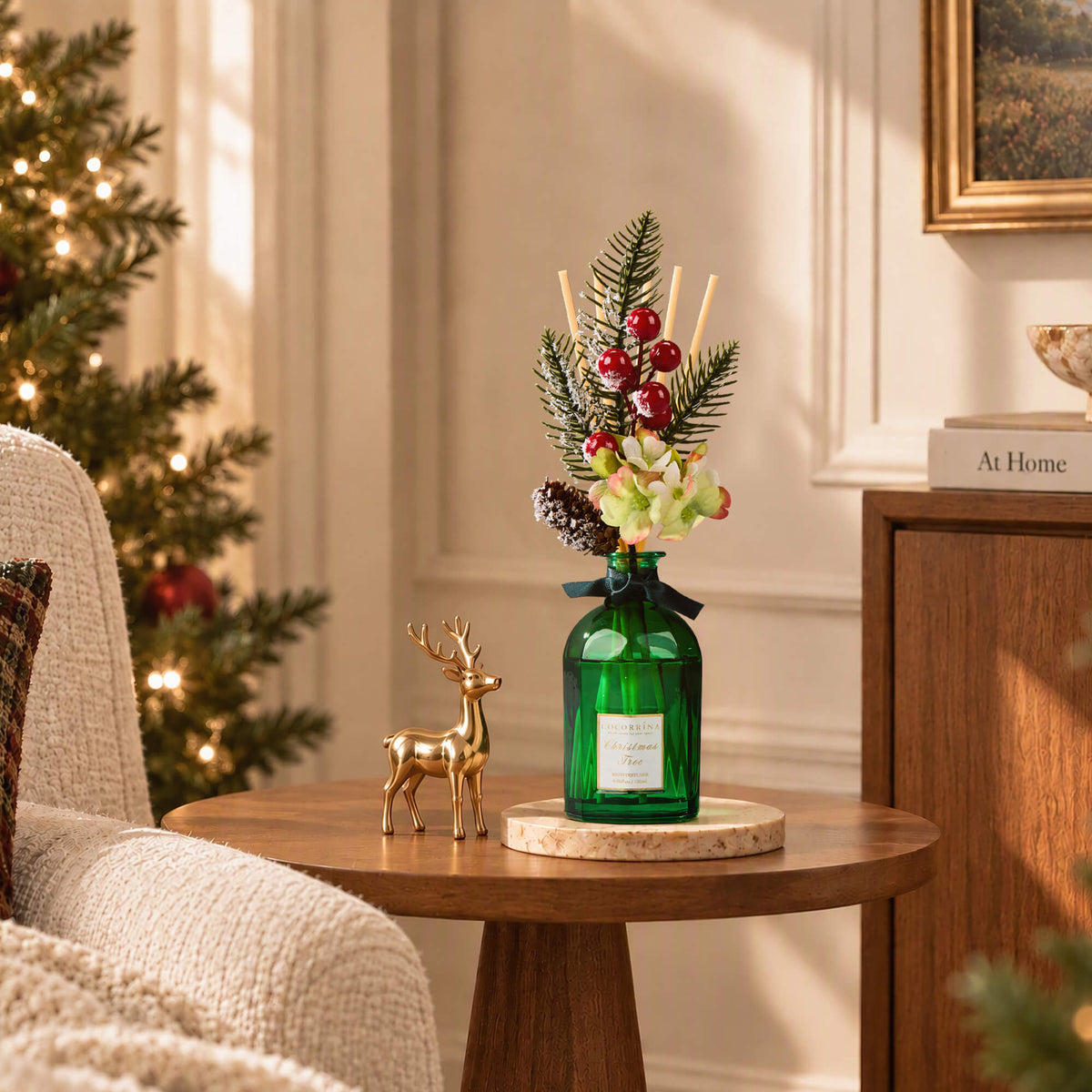 COCORRÍNA Christmas Portable Christmas Tree Reed Diffuser Set