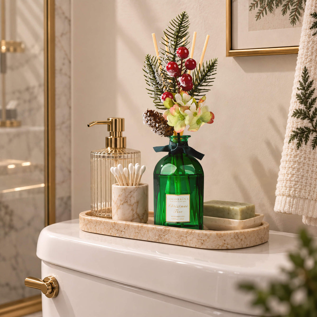 COCORRÍNA Christmas Portable Christmas Tree Reed Diffuser Set