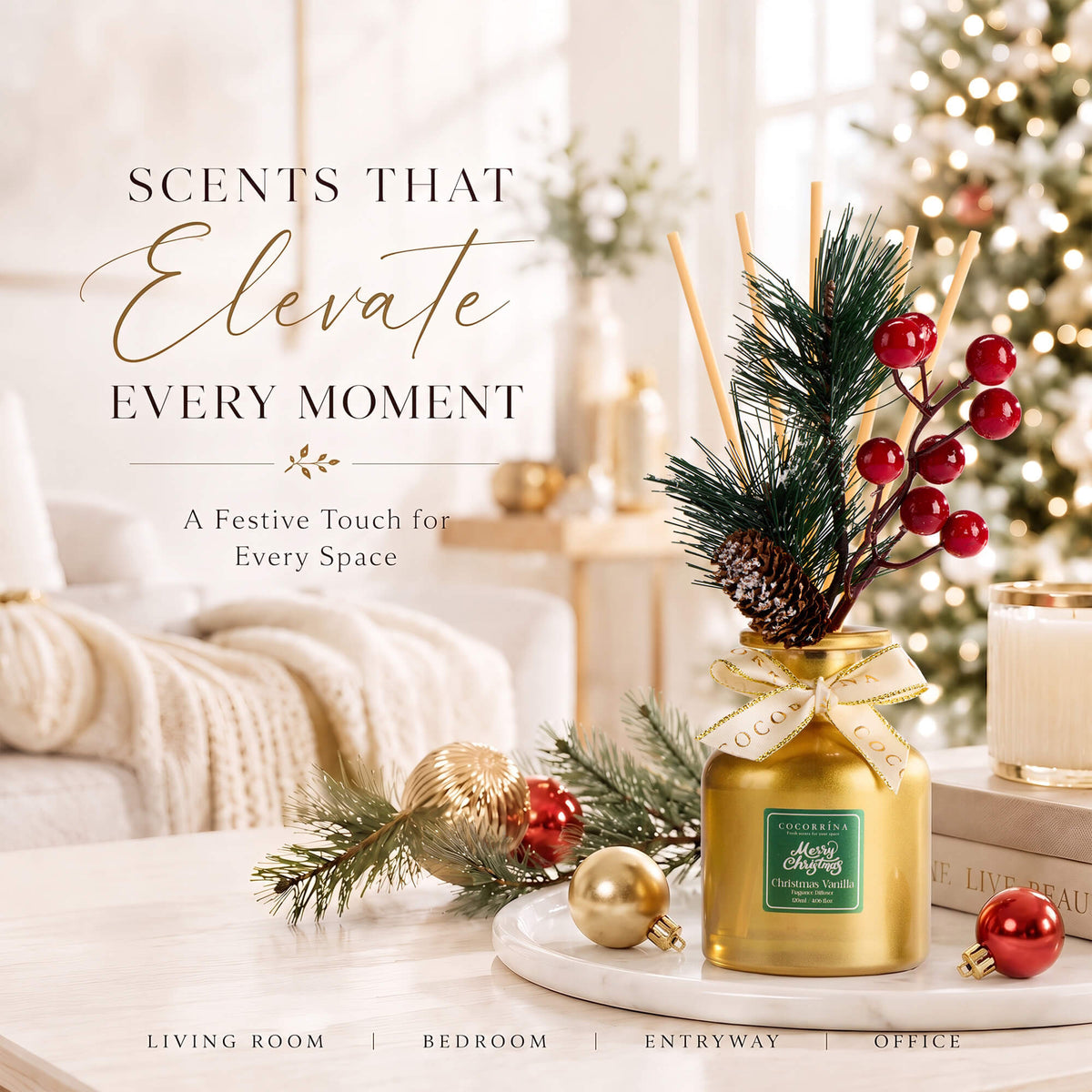 COCORRÍNA Christmas Vanilla Reed Diffuser Set