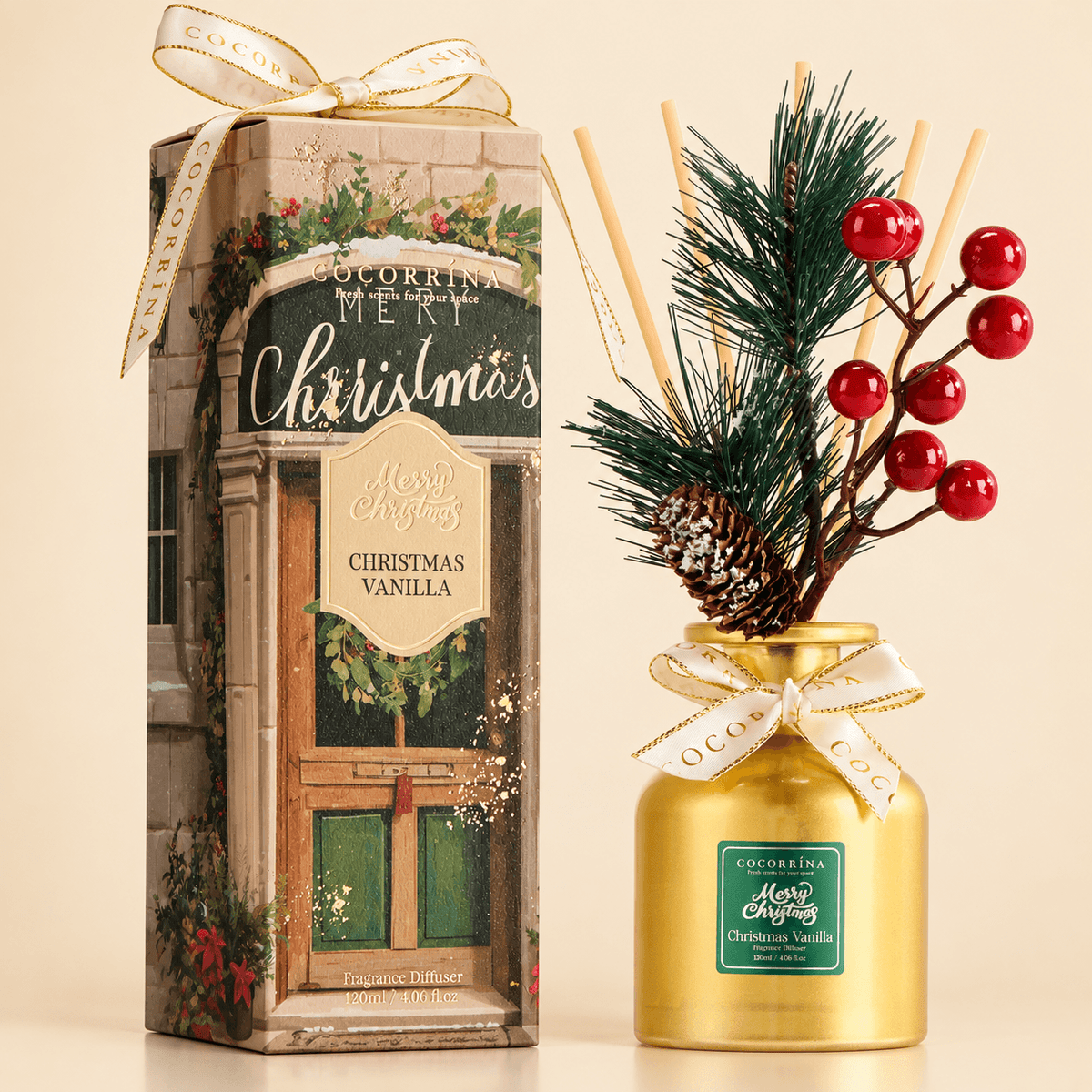 COCORRÍNA Christmas Vanilla Reed Diffuser Set