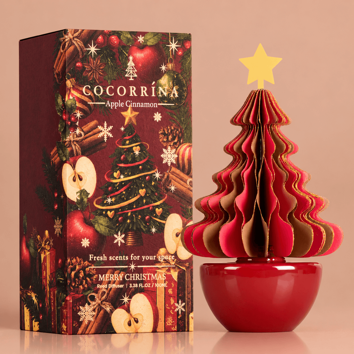 COCORRÍNA Honeycomb Paper Christmas Tree Reed Diffuser Set