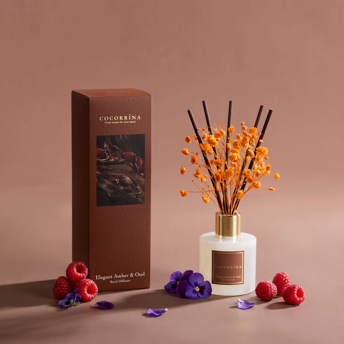 COCORRÍNA Elegant Amber& Oud Reed Diffuser Set