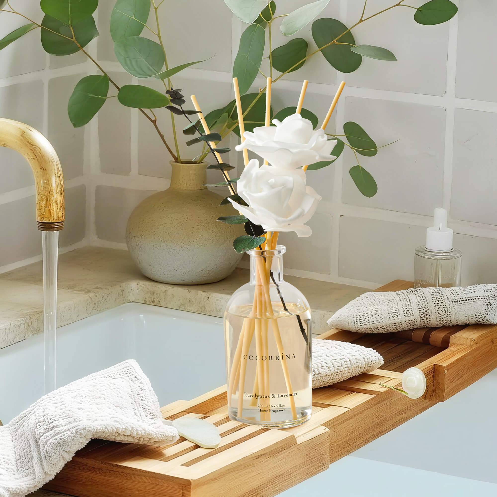 COCORRÍNA Eucalyptus lavender White Rose Reed Diffuser