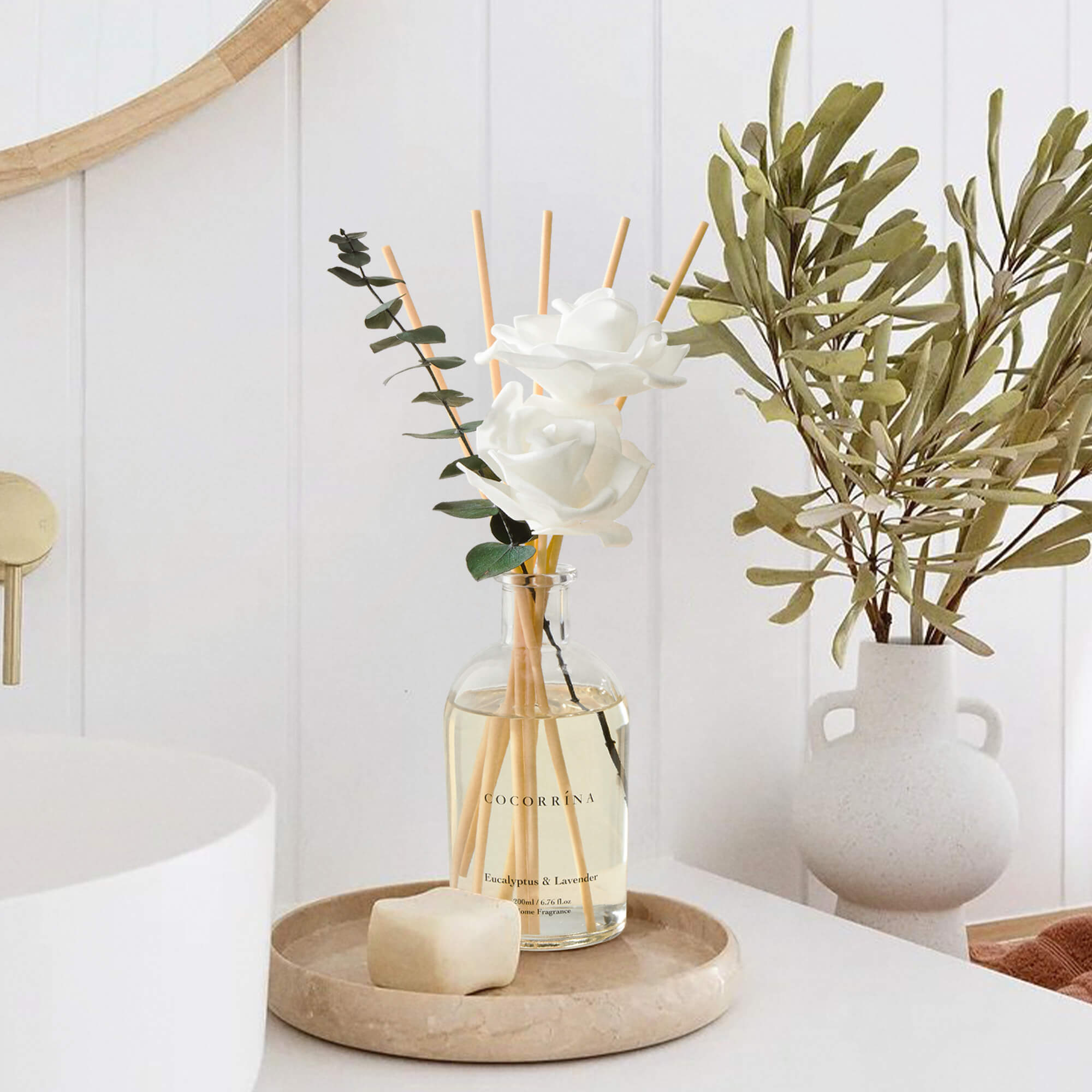 COCORRÍNA Eucalyptus lavender White Rose Reed Diffuser