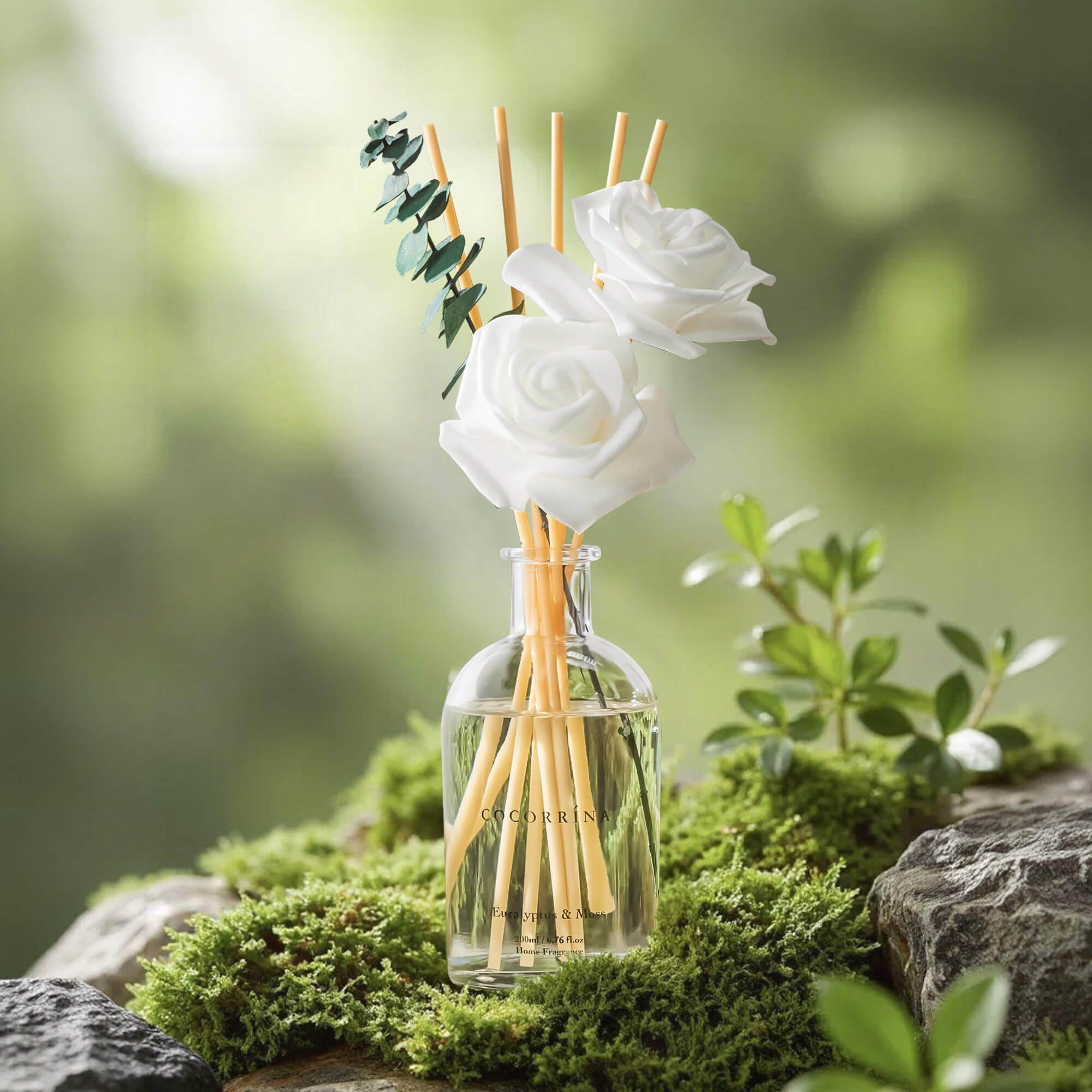 COCORRÍNA Eucalyptus Moss White Rose Reed Diffuser