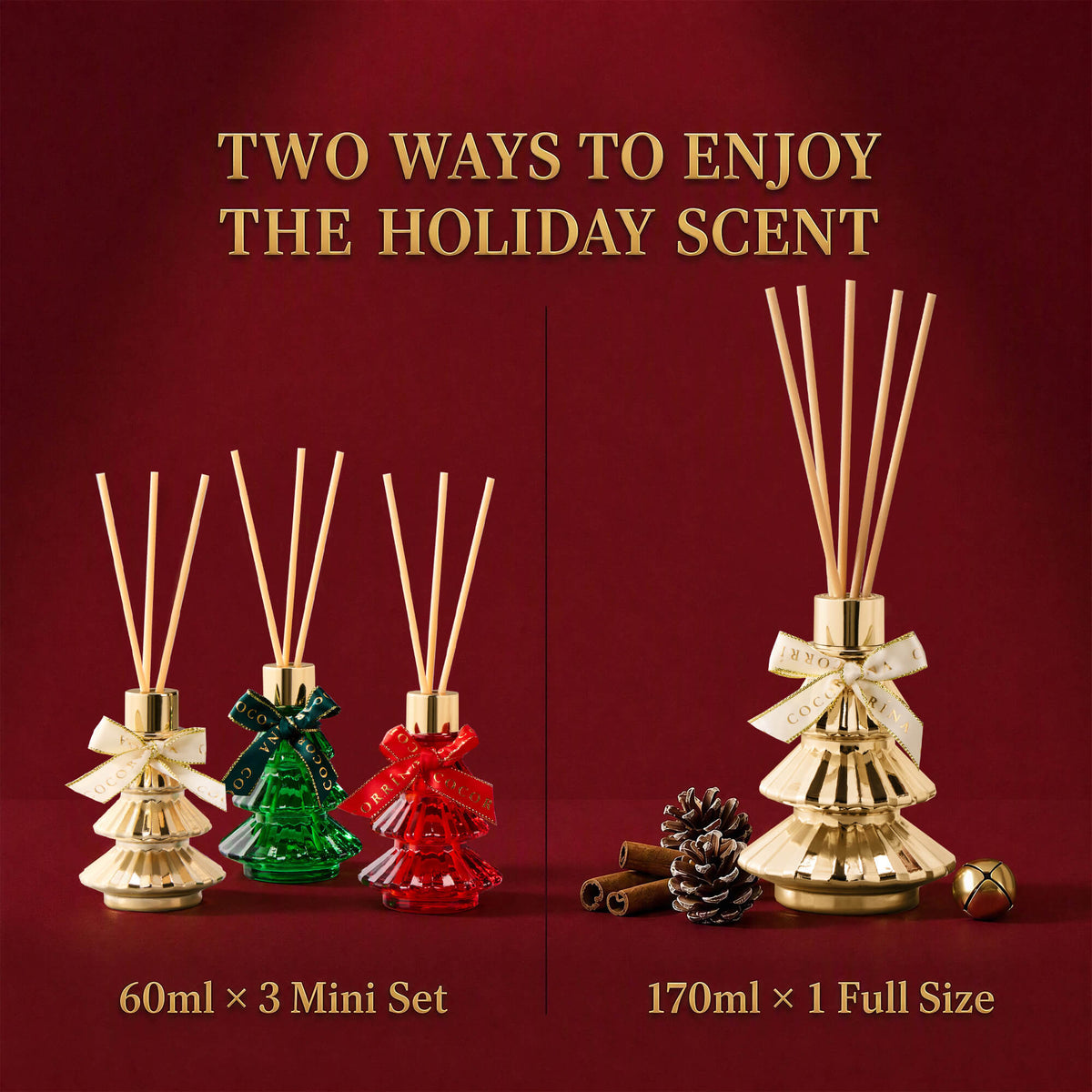 COCORRÍNA Christmas Tree Reed Diffuser Set