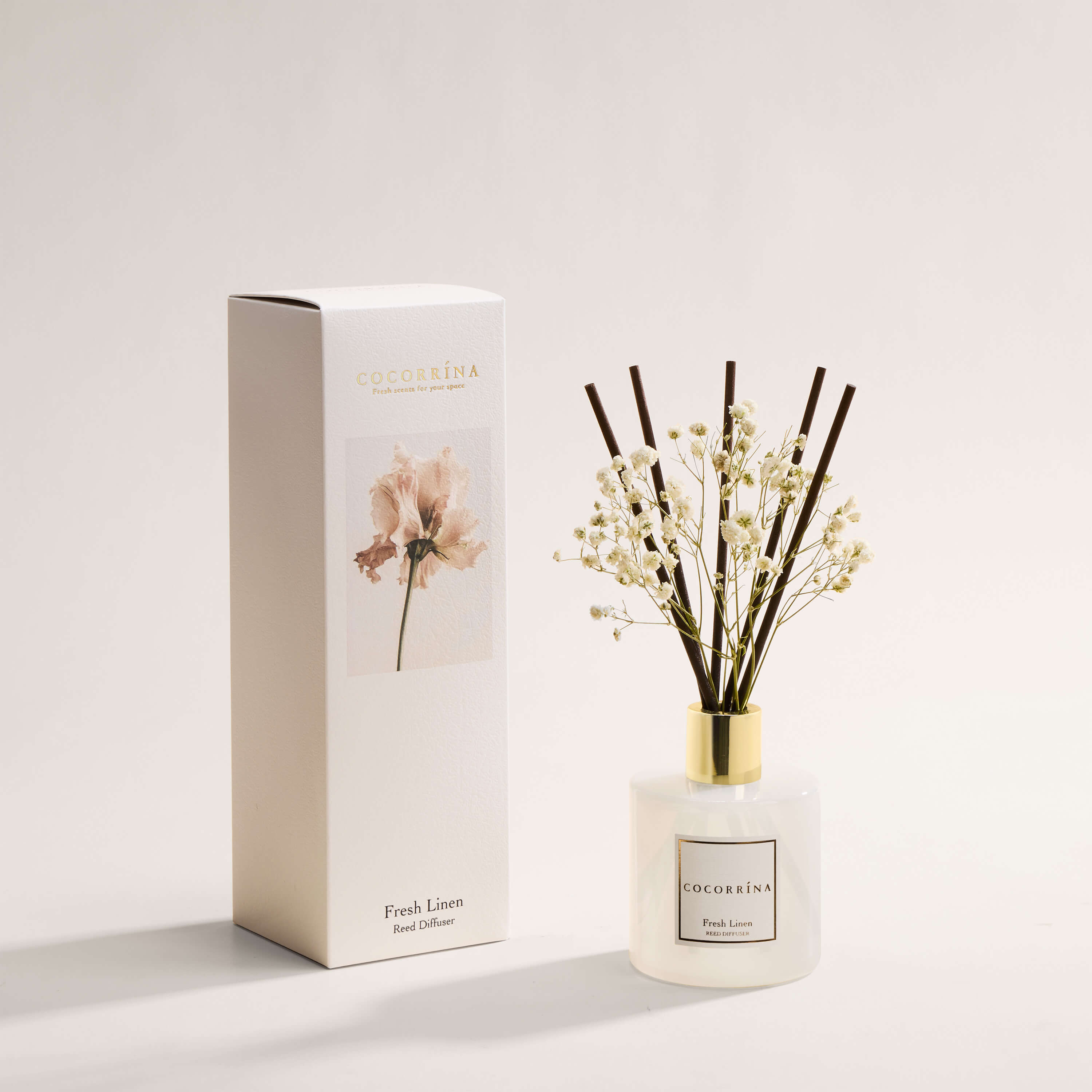 COCORRÍNA Fresh Linen Reed Diffuser Set