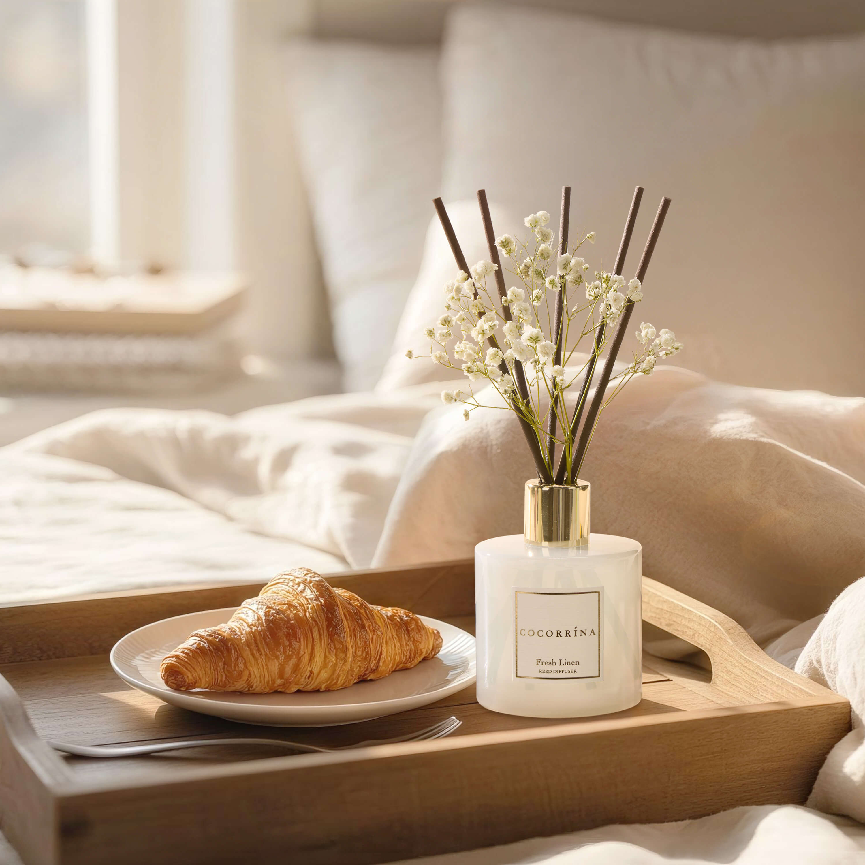 COCORRÍNA Fresh Linen Reed Diffuser Set