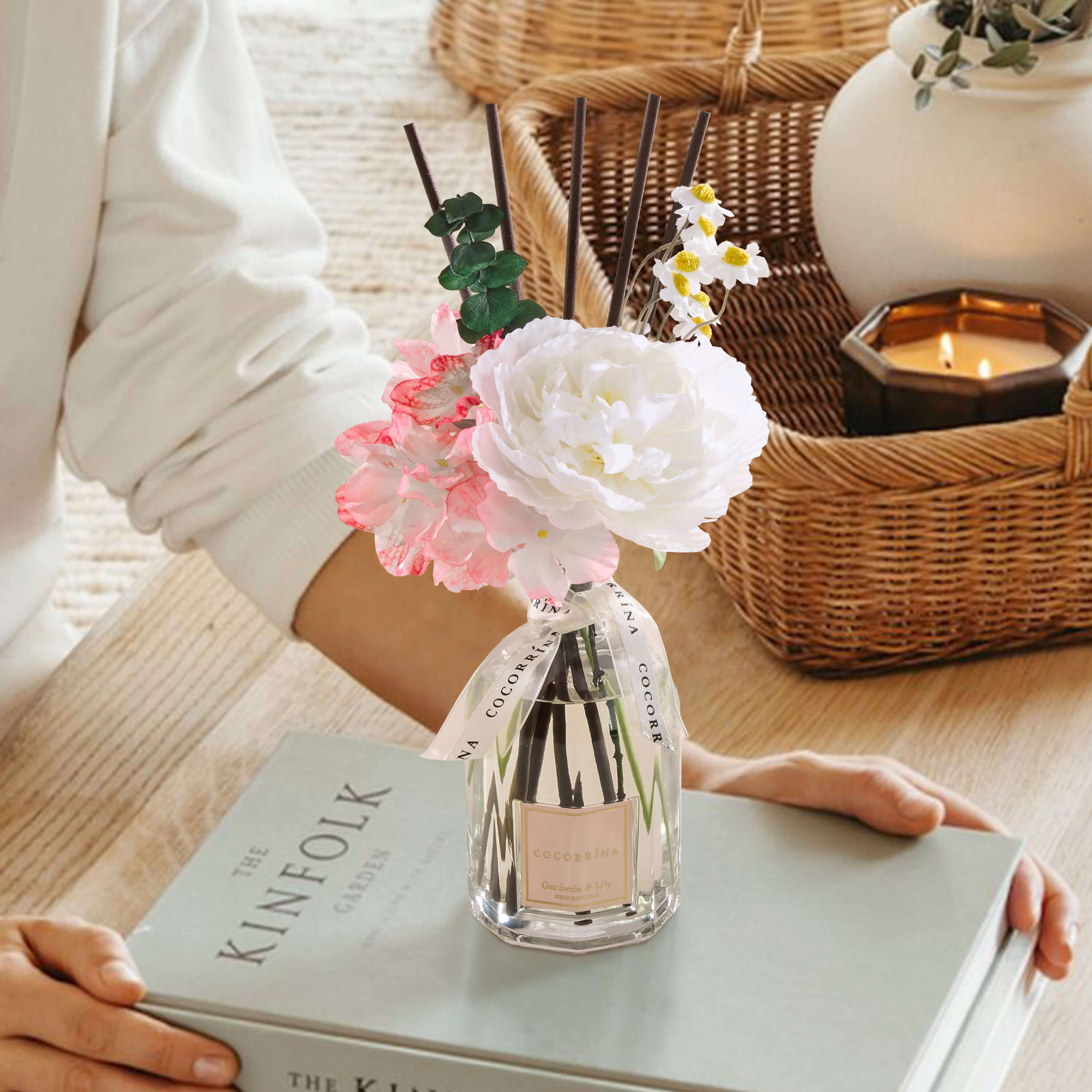 COCORRÍNA Gardenia & Lily Portable Gift Reed Diffuser Set