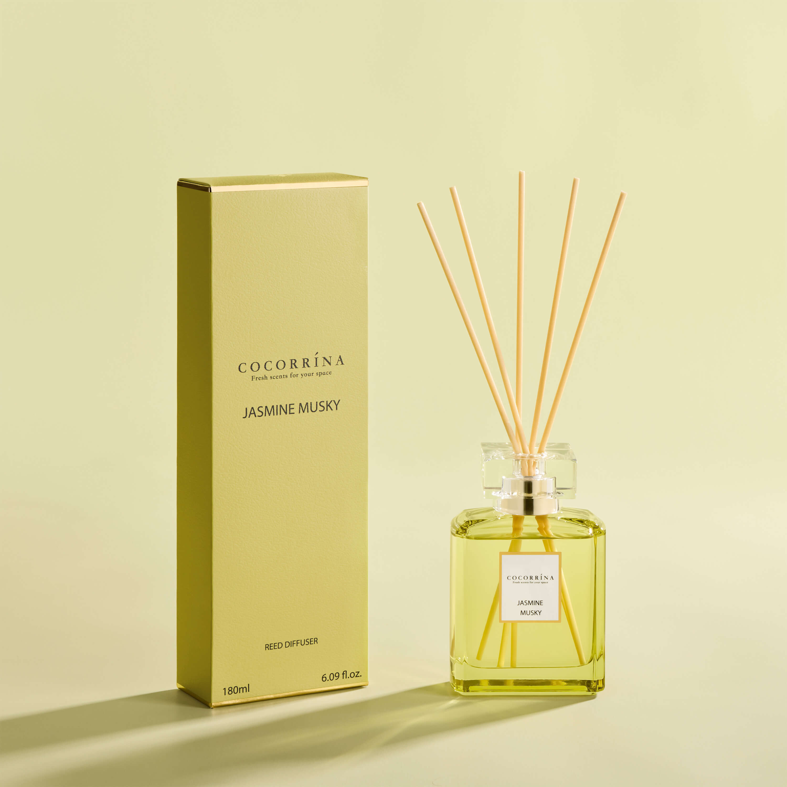 Set de difusor de varillas con perfume de jazmín y almizcle de COCORRÍNA