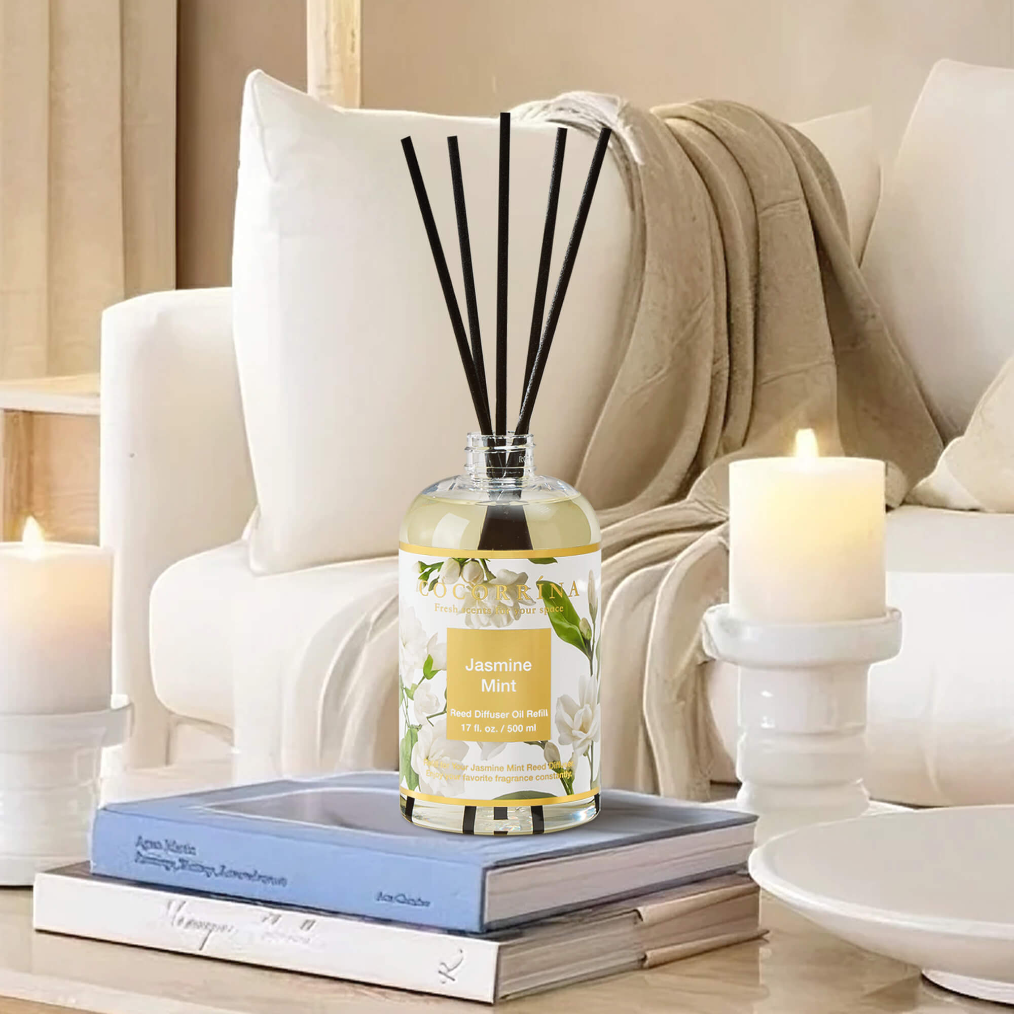 COCORRÍNA Jasmine & Mint Diffuser Refill 16.9 floz