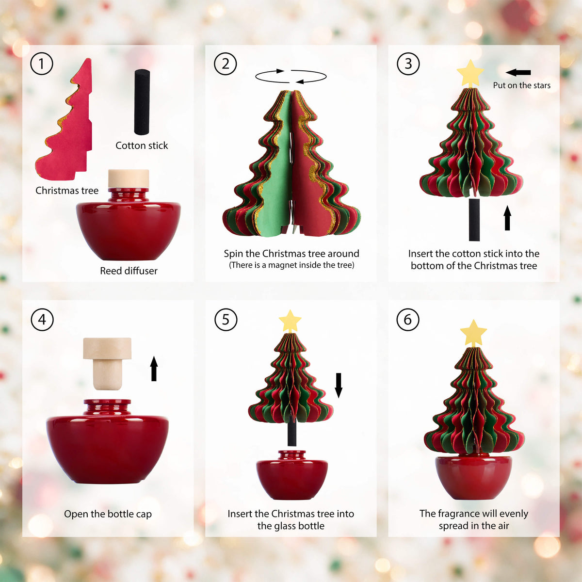 COCORRÍNA Honeycomb Paper Christmas Tree Reed Diffuser Set
