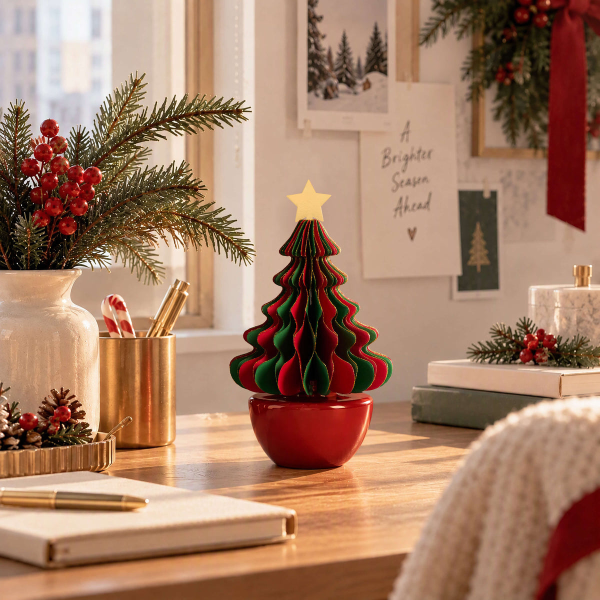 COCORRÍNA Honeycomb Paper Christmas Tree Reed Diffuser Set