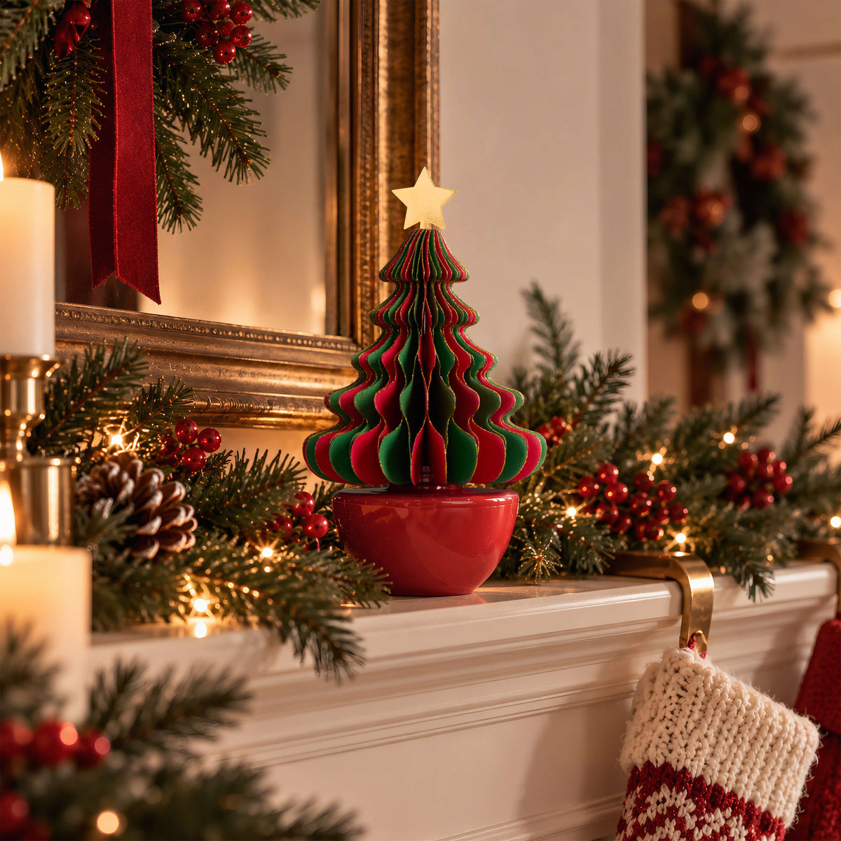 COCORRÍNA Honeycomb Paper Christmas Tree Reed Diffuser Set