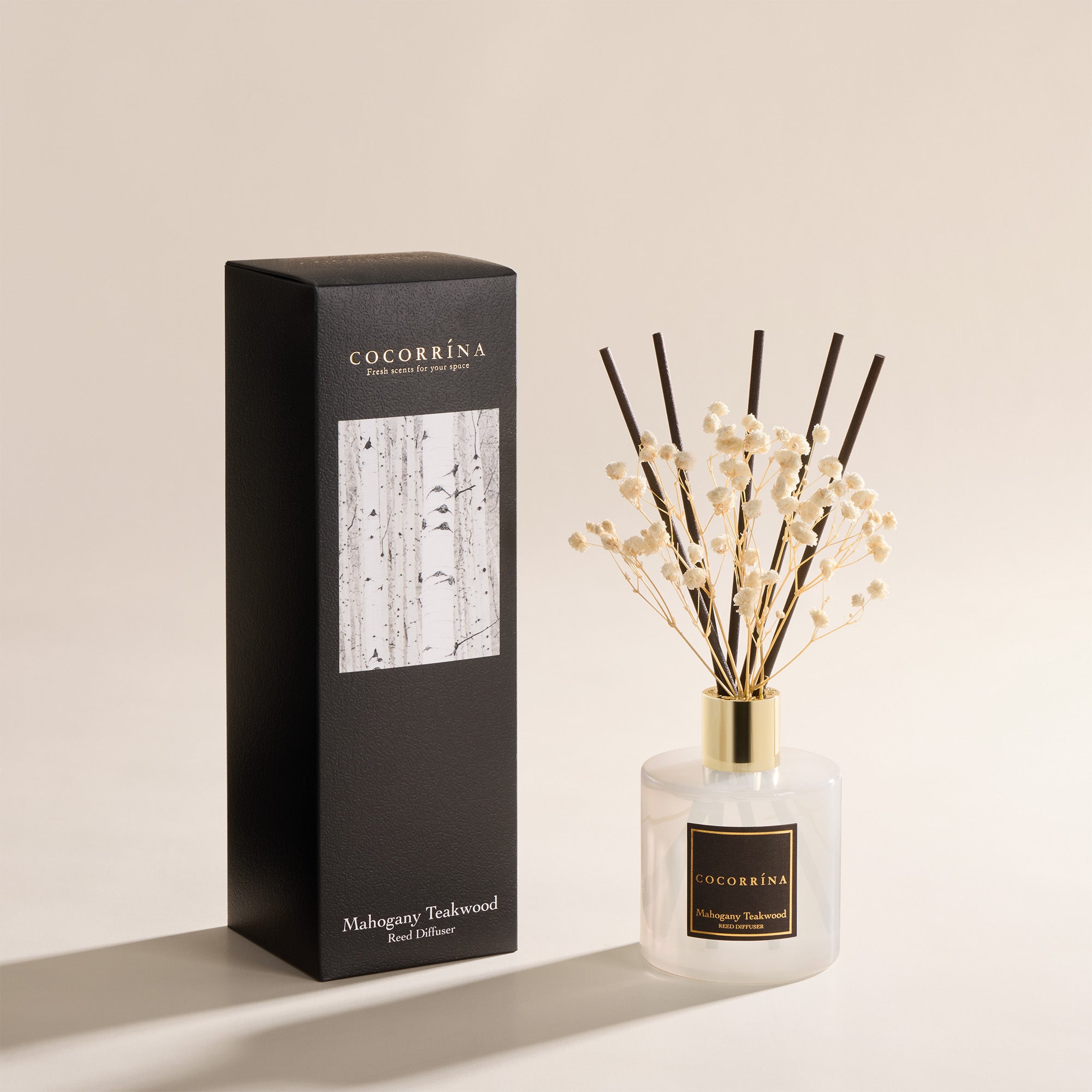 Set de difusor de varillas COCORRÍNA de caoba y teca