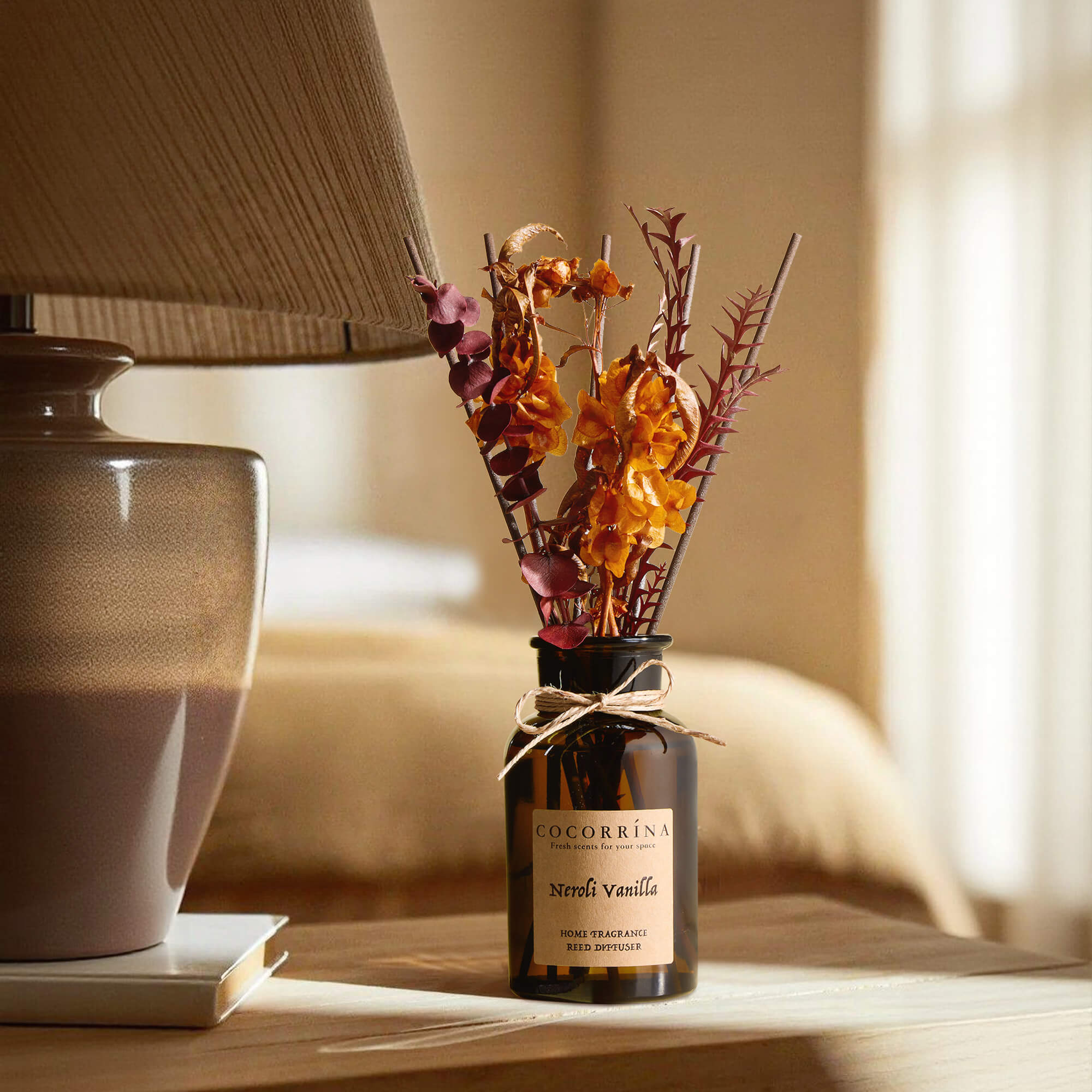 COCORRÍNA Neroli Vanilla Brown Bottle Reed Diffuser Set