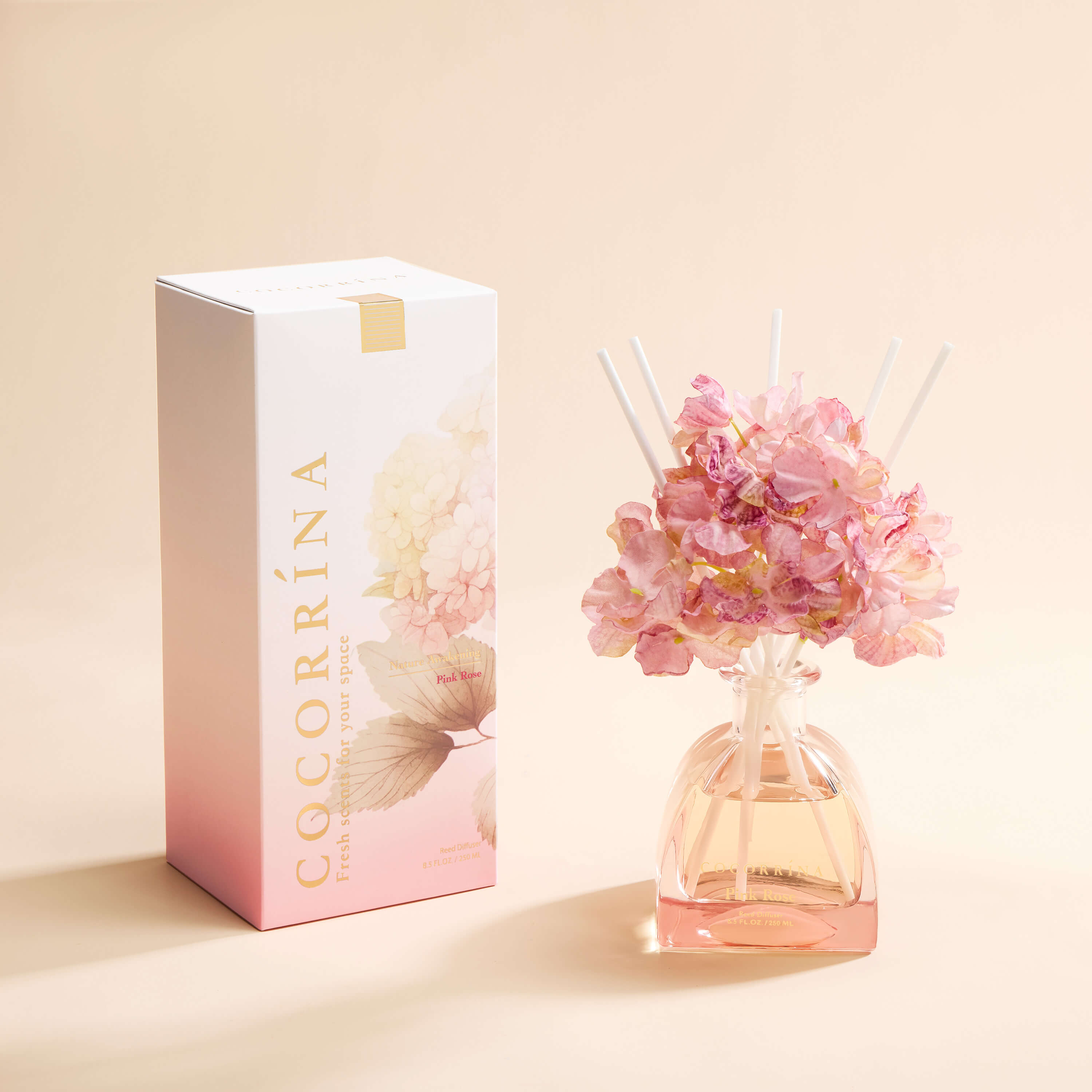 COCORRÍNA Pink Rose Simple Luxe  Reed Diffuser Set