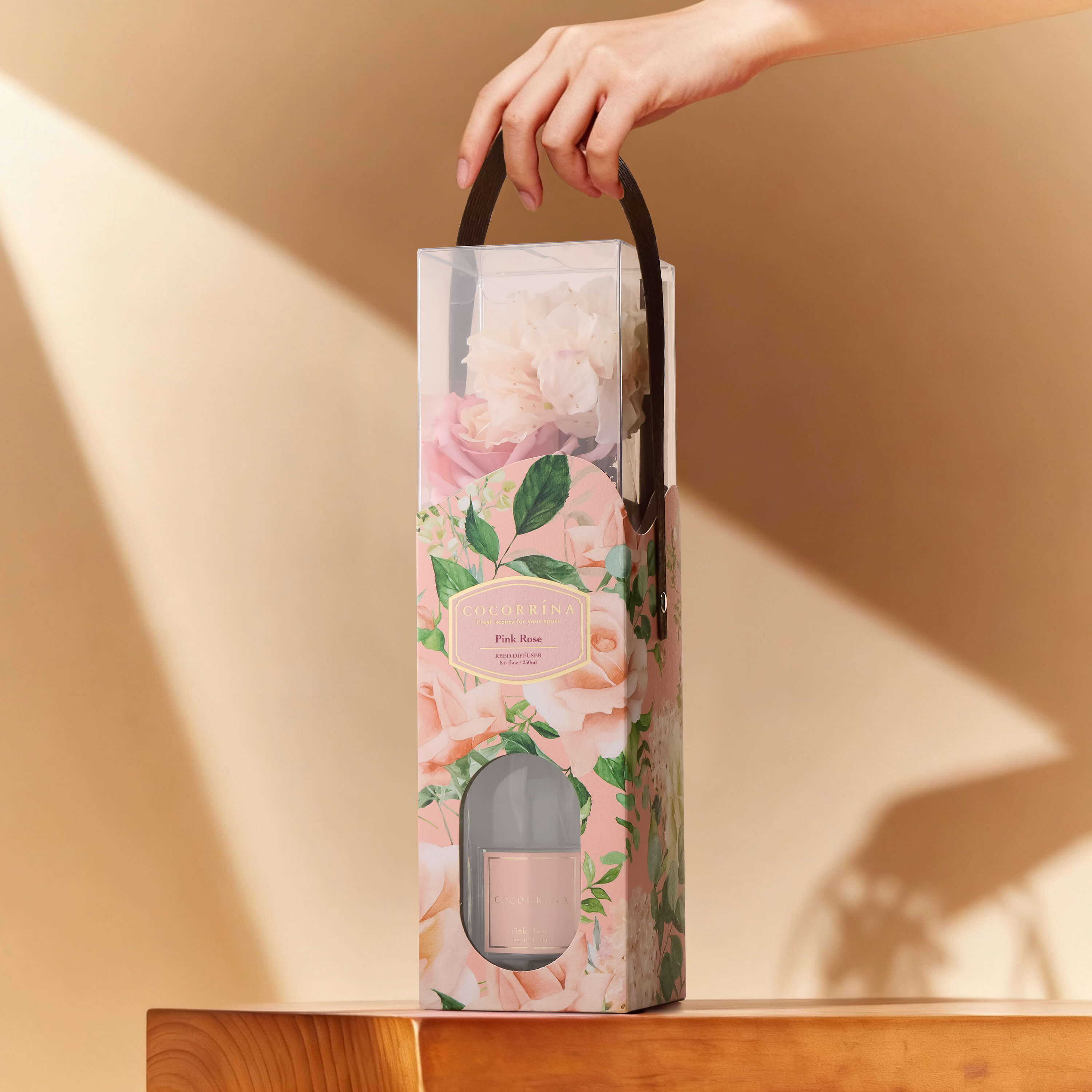 COCORRÍNA Pink Rose Portable Gift Reed Diffuser Set