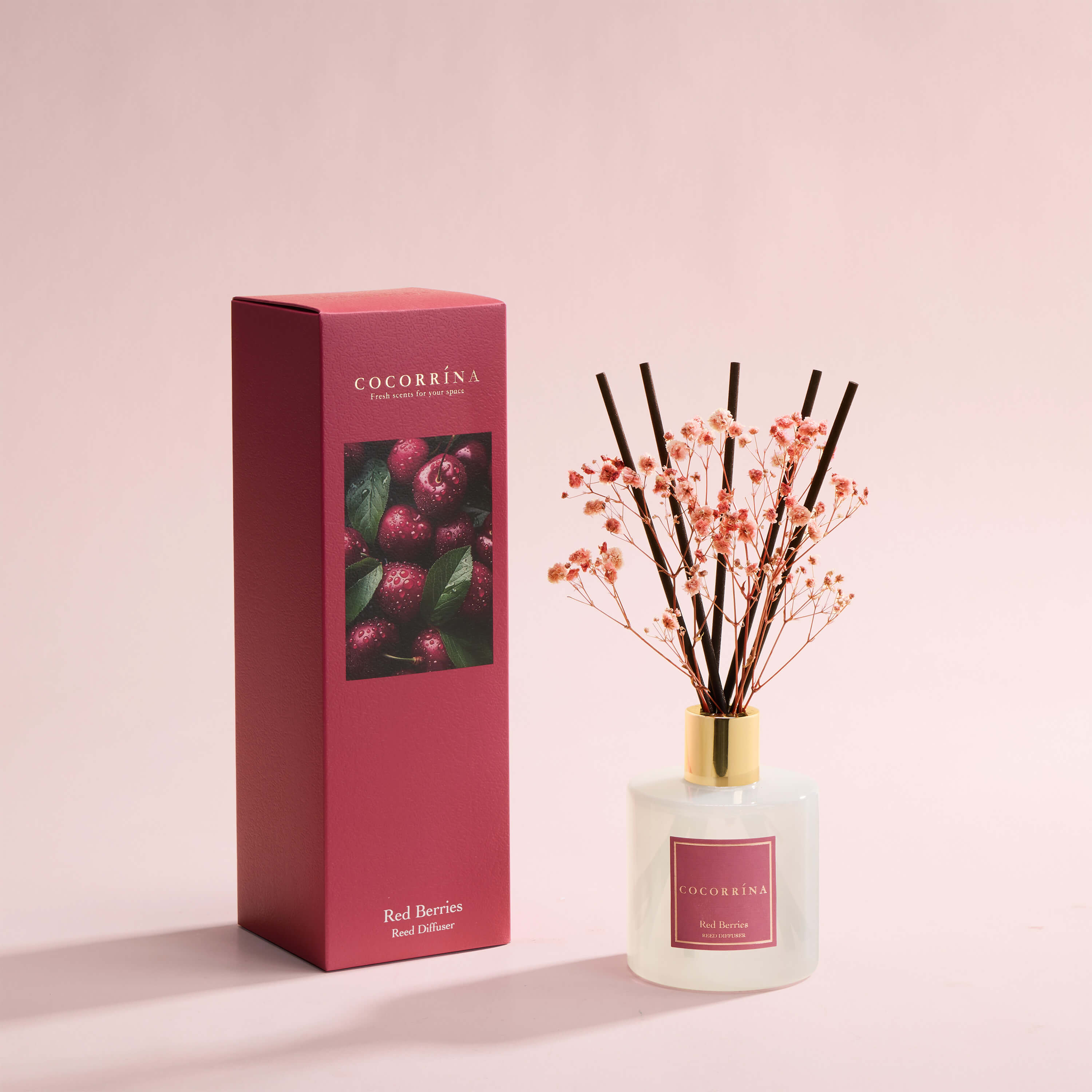 COCORRÍNA Red Berries Reed Diffuser Set