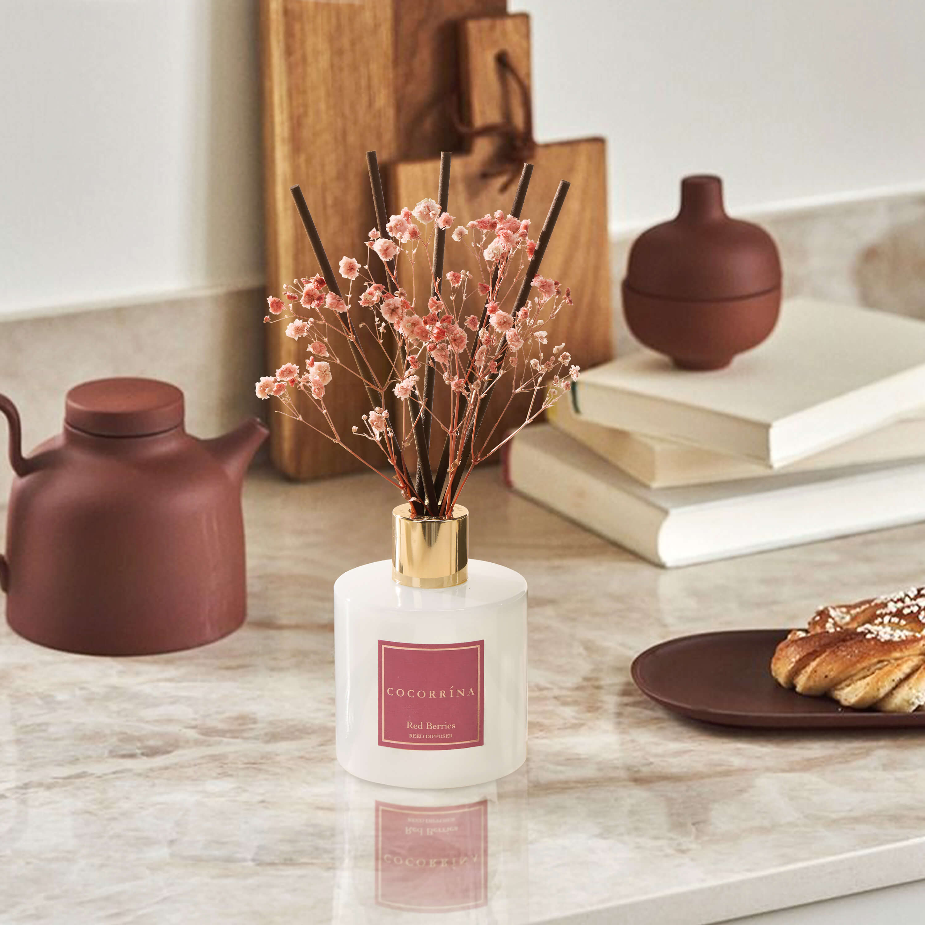 COCORRÍNA Red Berries Reed Diffuser Set