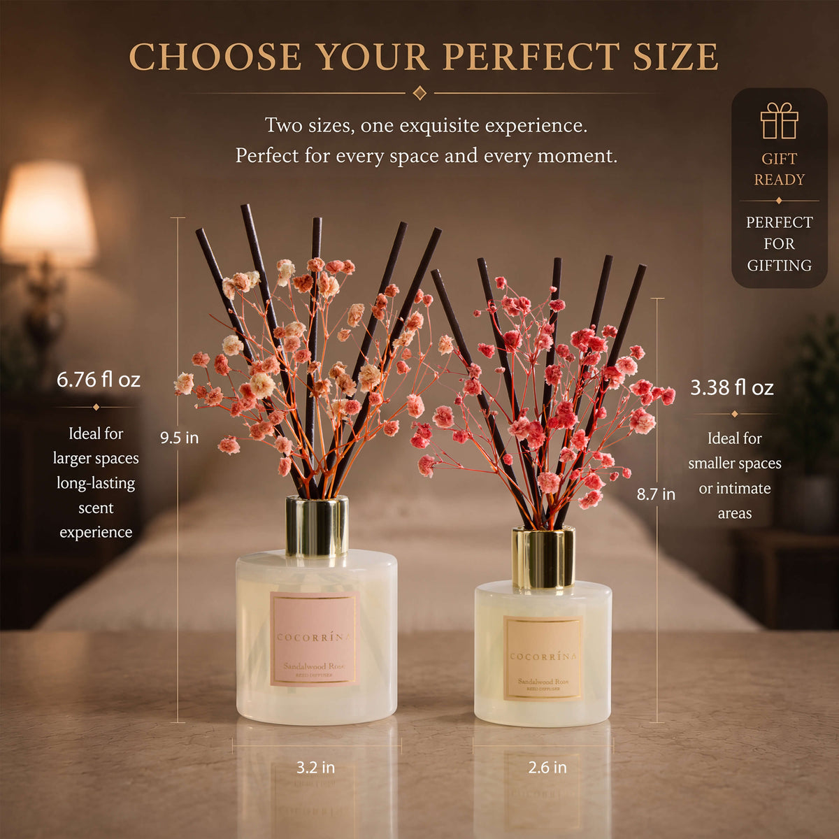 COCORRÍNA Sandalwood Rose Reed Diffuser Set