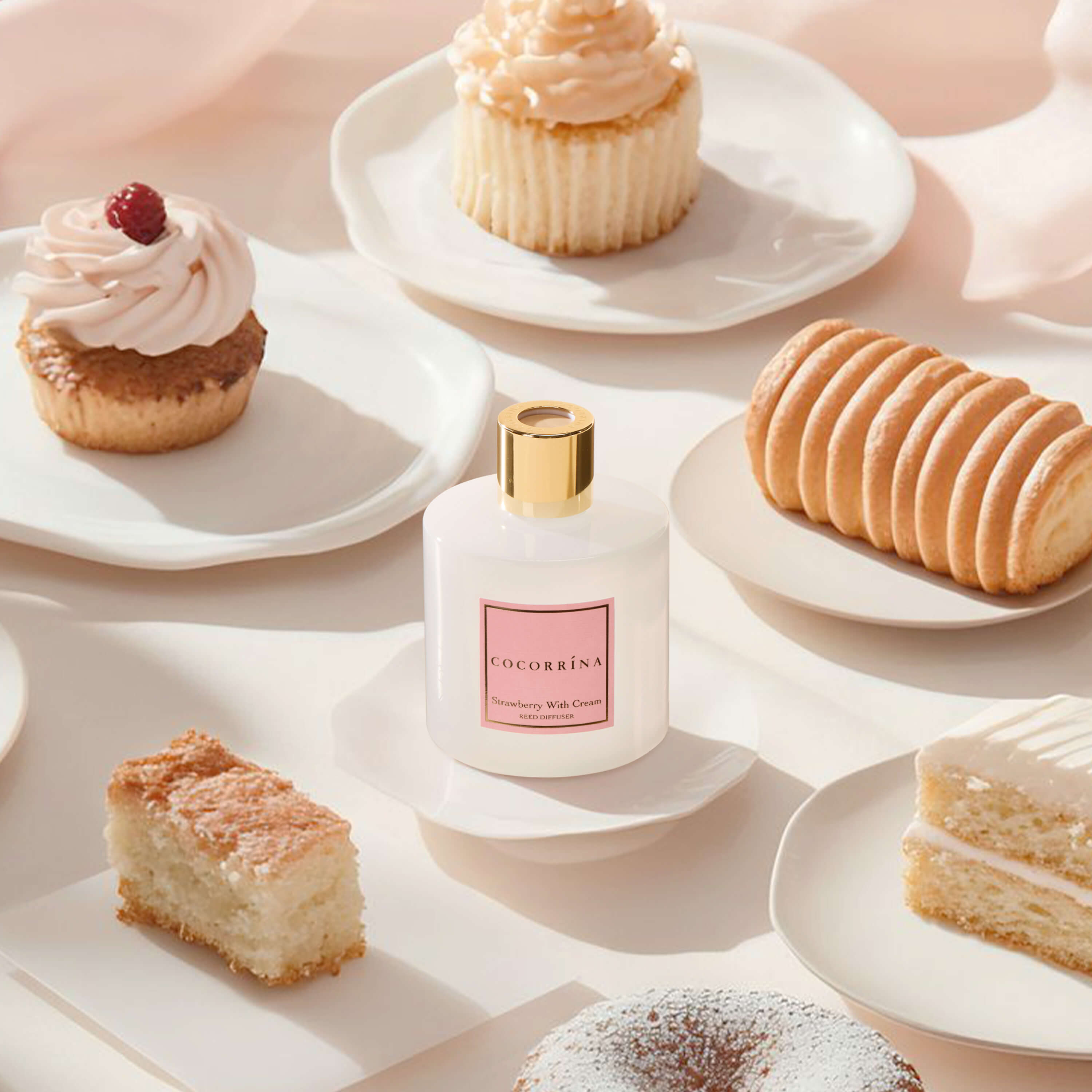 COCORRÍNA Strawberry with Cream Reed Diffuser Set