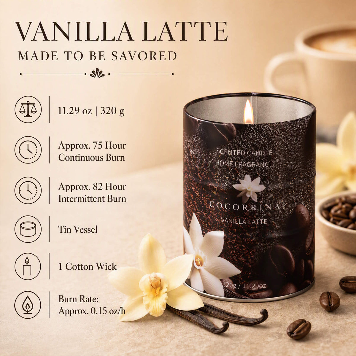 COCORRÍNA Vanilla Late Candle 11.29oz