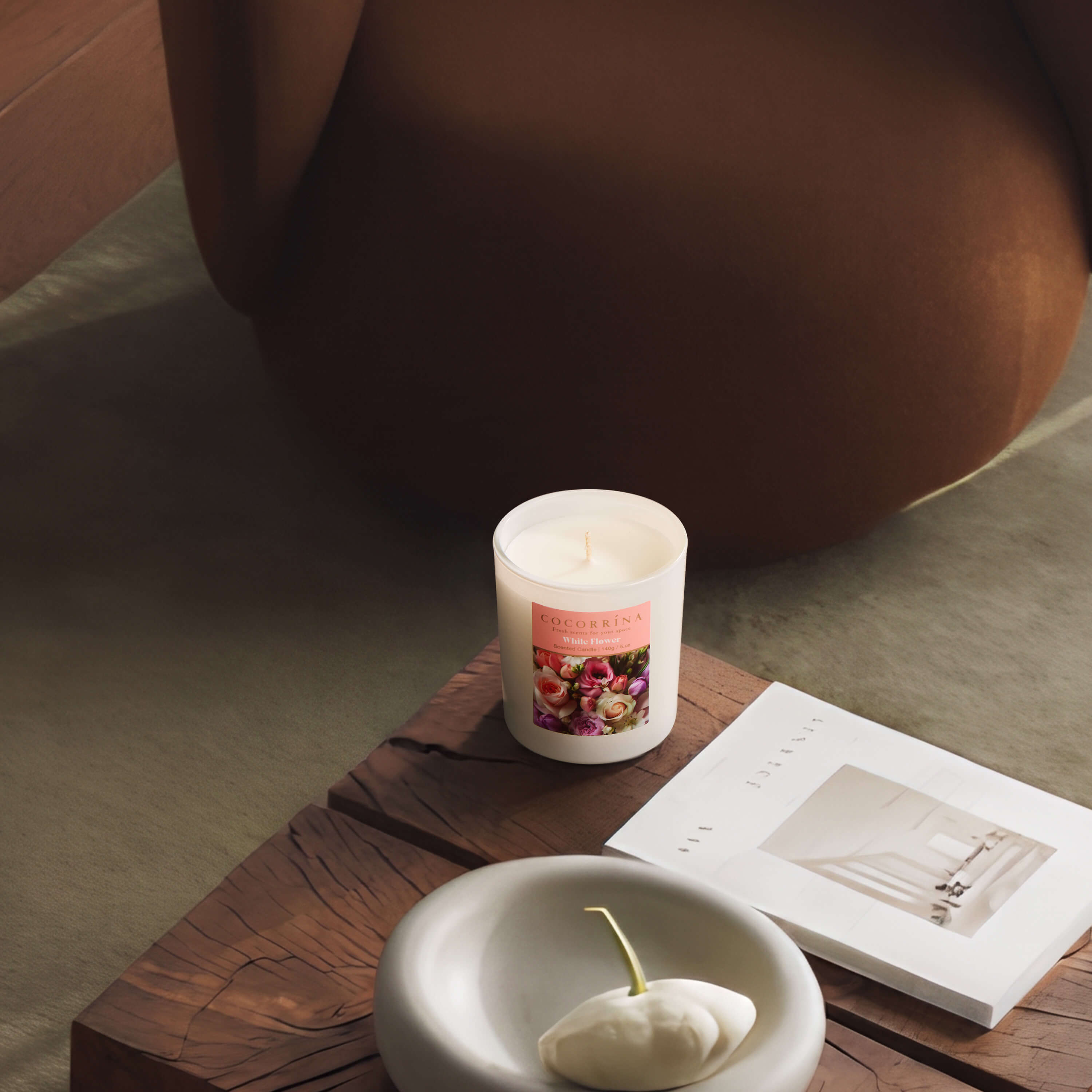 COCORRÍNA 5.oz White Flower Candle(Pre-order)