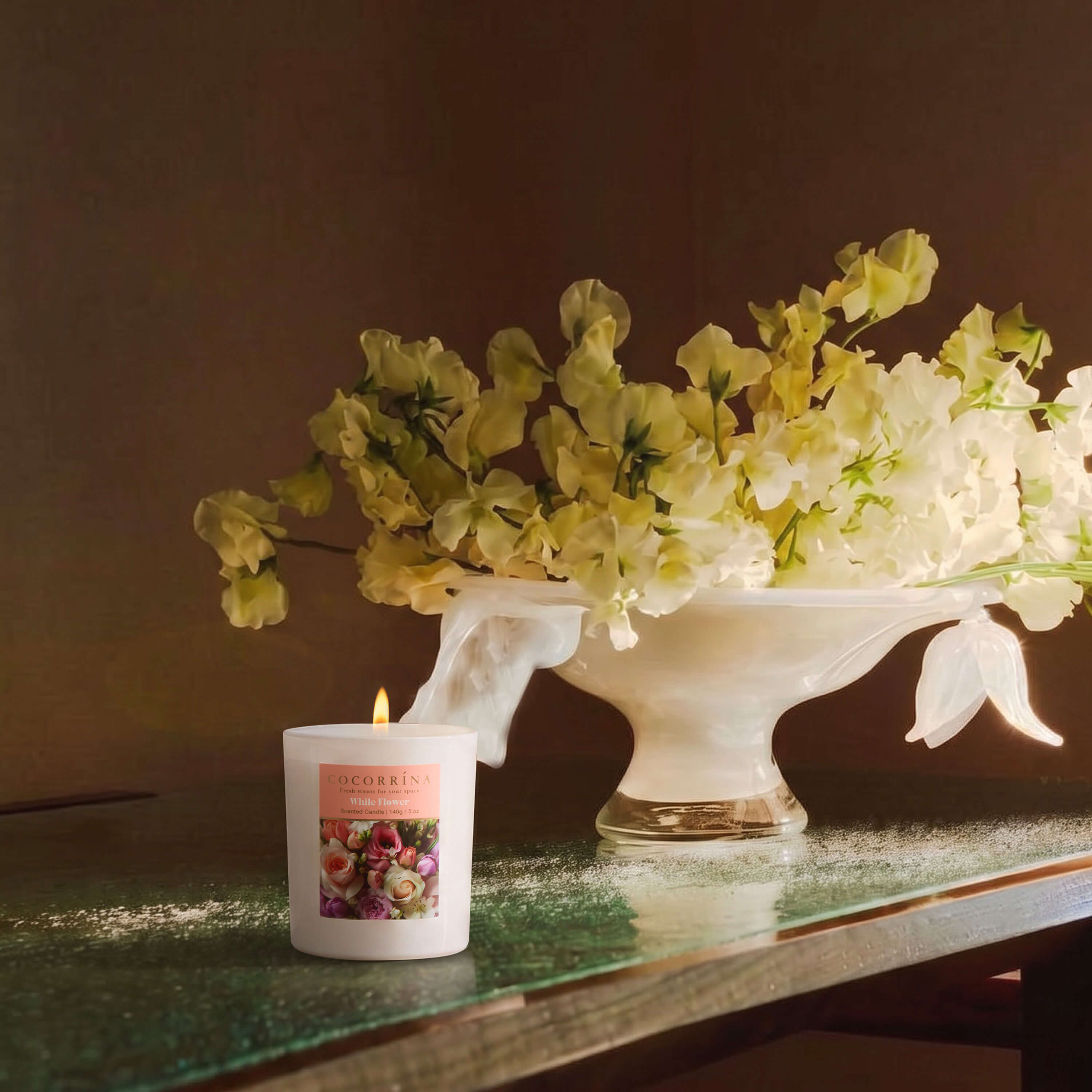 COCORRÍNA 5.oz White Flower Candle(Pre-order)