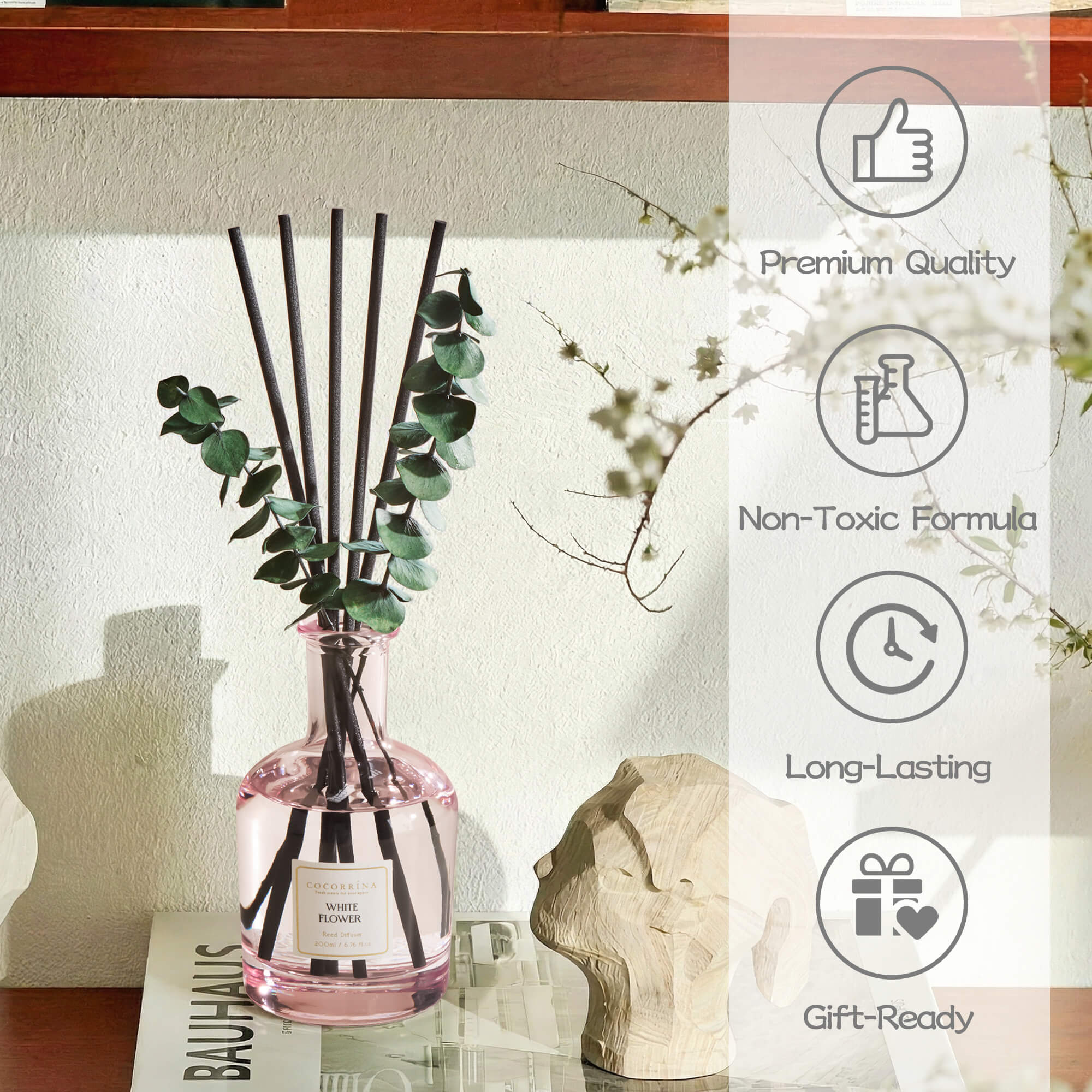 COCORRÍNA White Flower Reed Diffuser Set