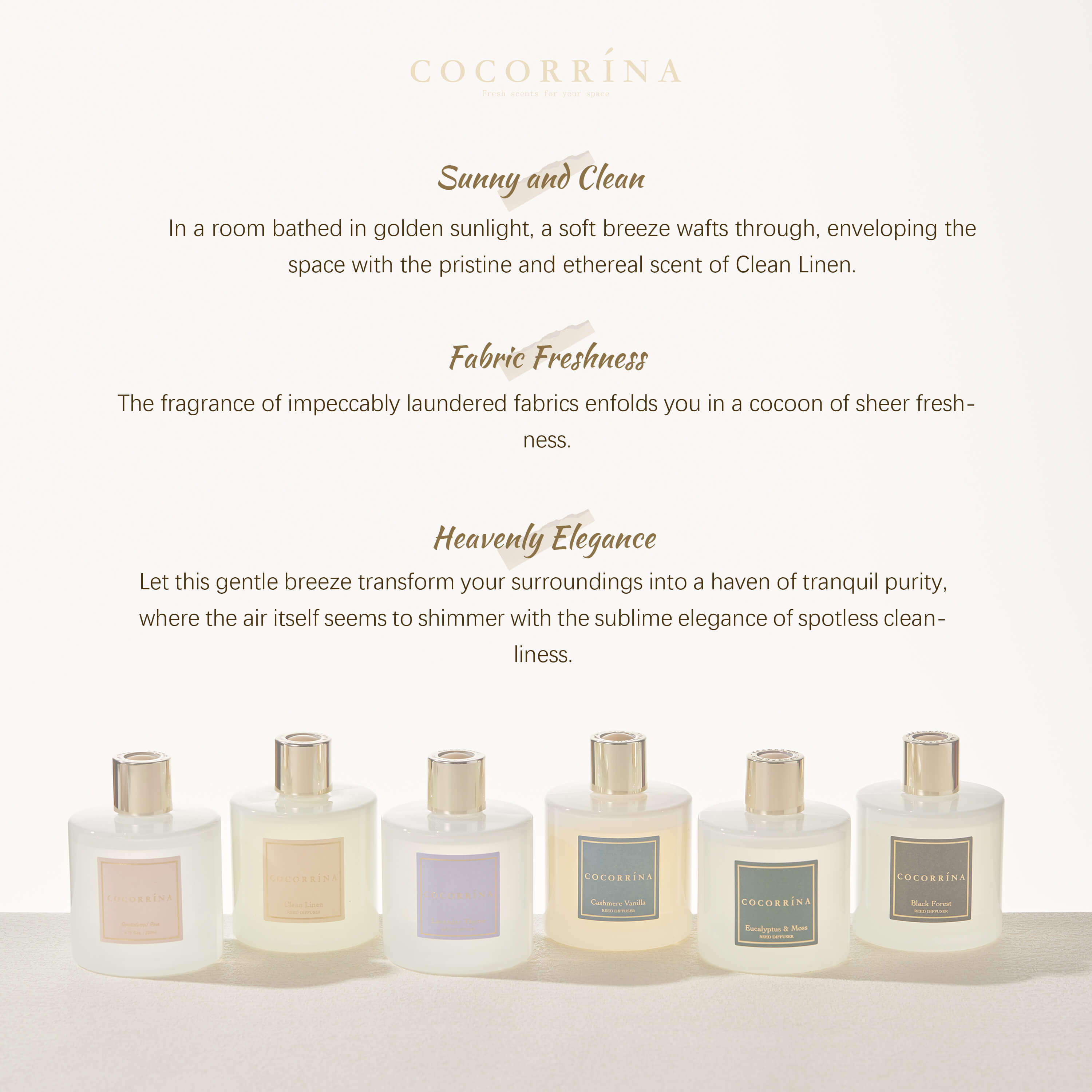 COCORRÍNA Clean Linen Reed Diffuser Set