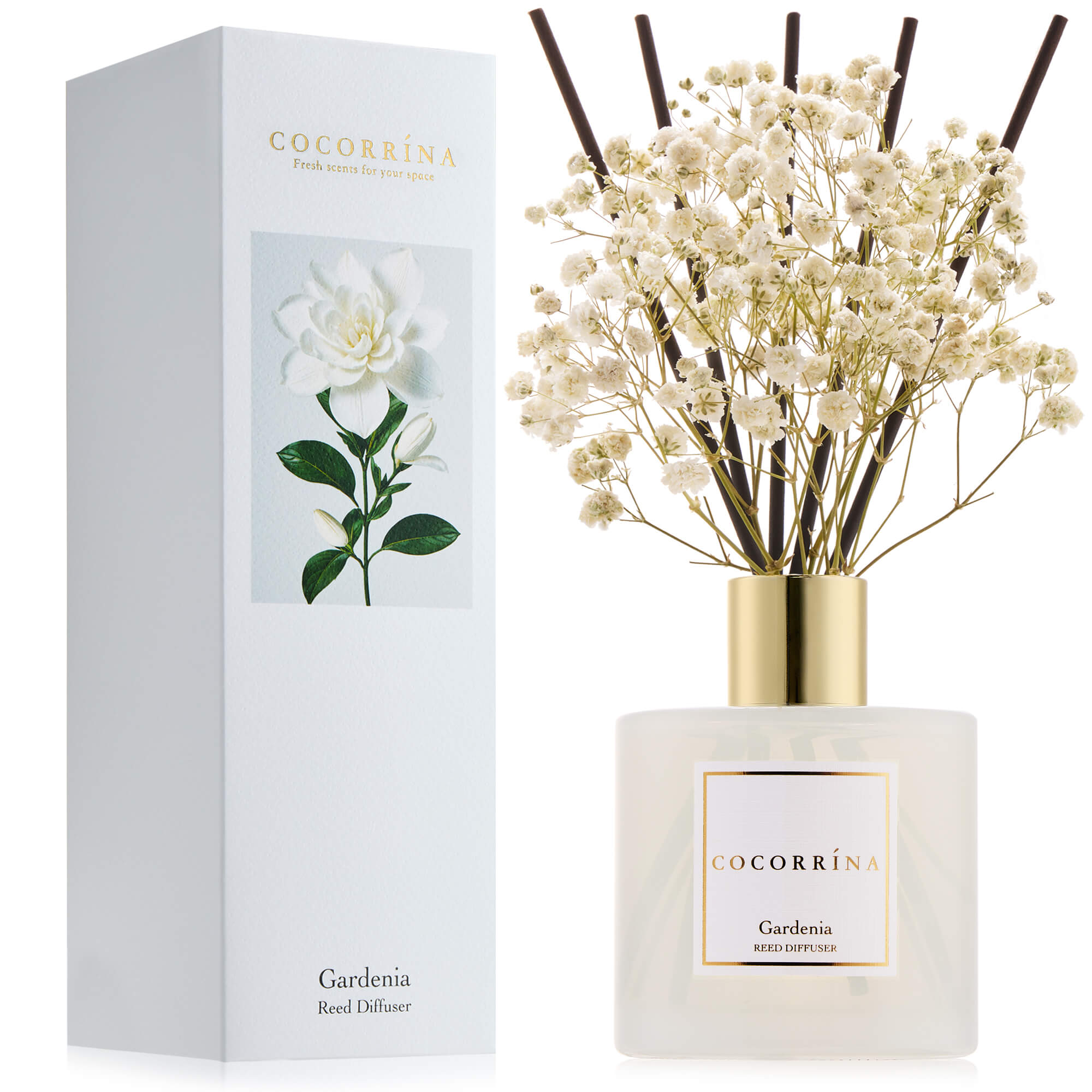 COCORRÍNA Gardenia Reed Diffuser Set