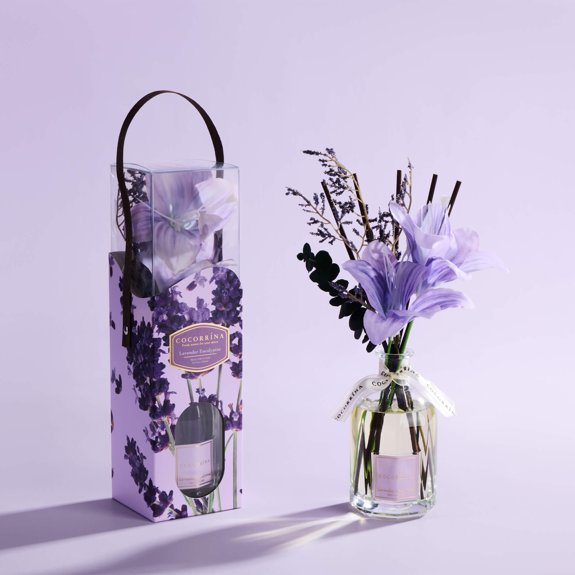 COCORRÍNA Lavender Eucalyptus Portable Gift Reed Diffuser Set