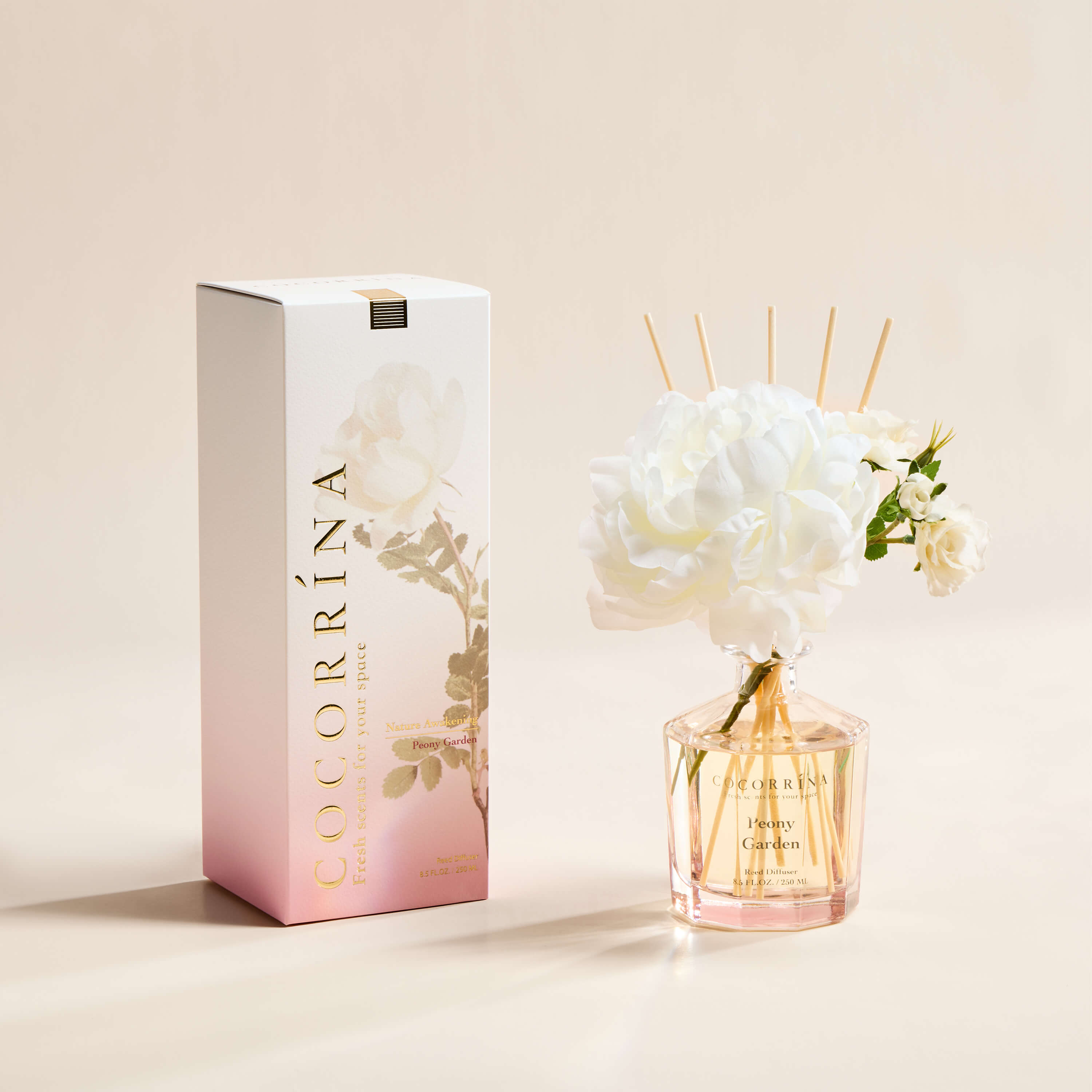 COCORRÍNA Set diffusore a bastoncini da giardino con peonia