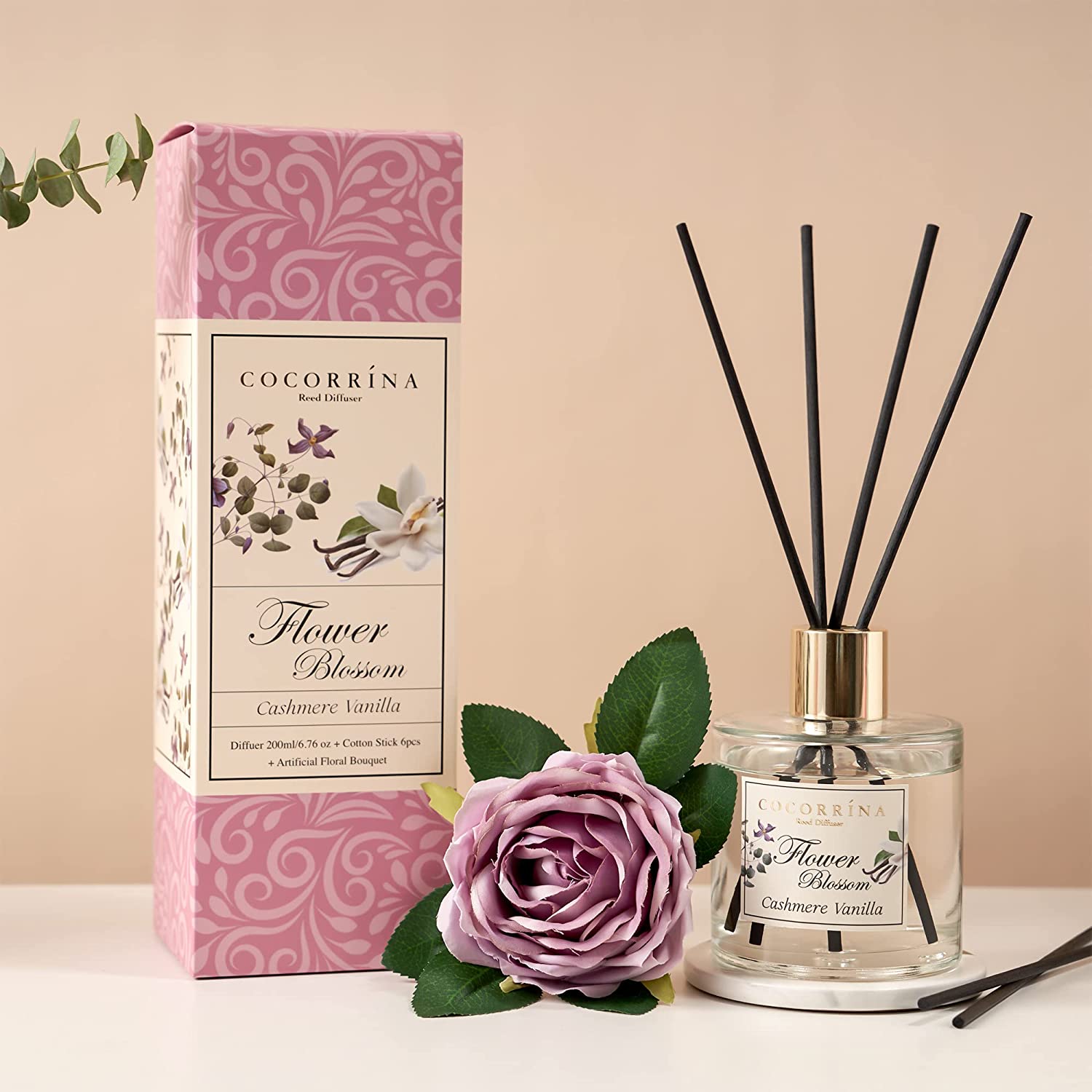 Cashmere Vanilla Flower Reed Diffuser Set